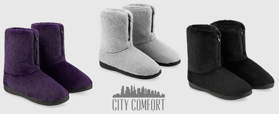 get-trend-citycomfort-bottines-pantoufles-femme-noir-fourr-es image 1