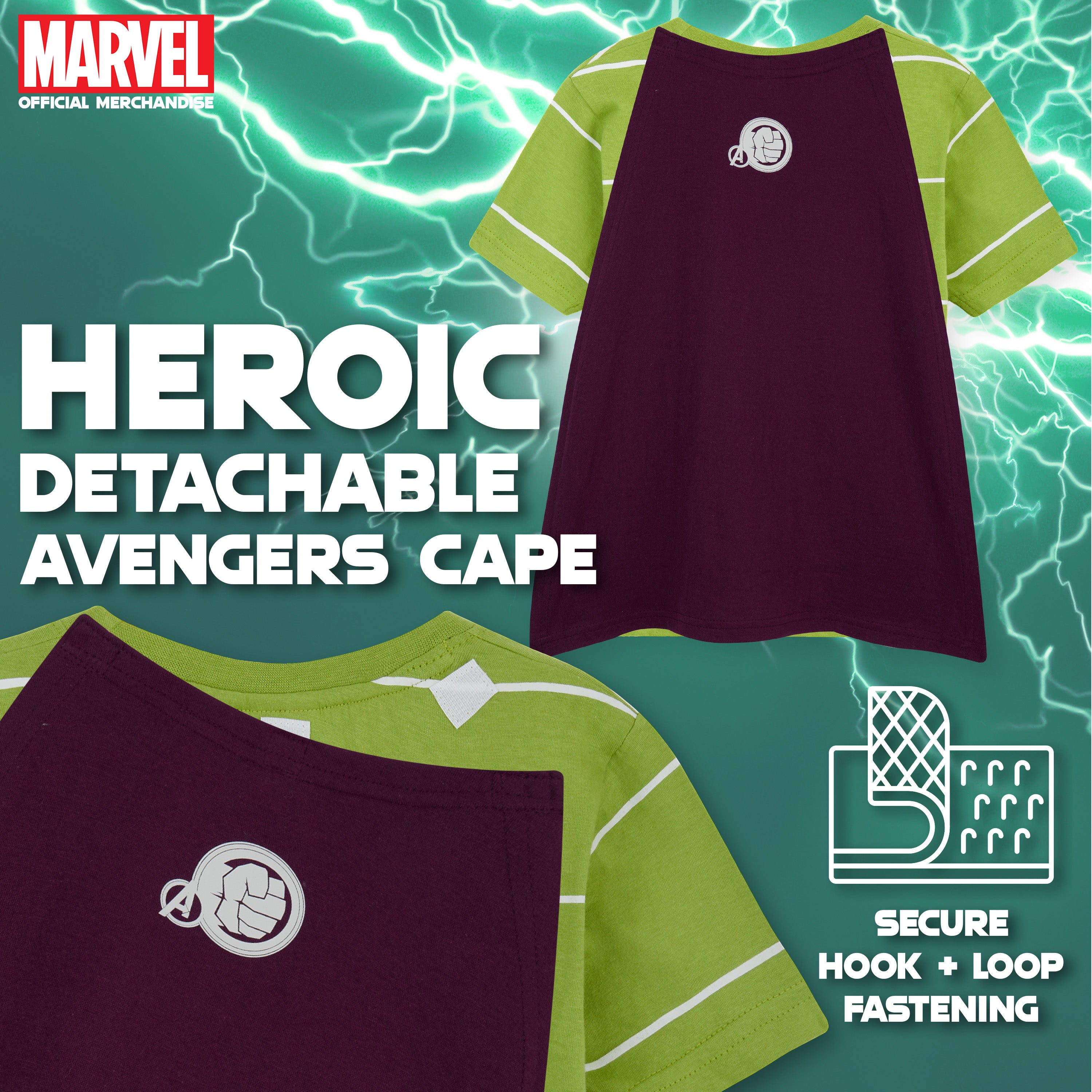 marvel-t-shirt-gar-on-avec-cape-coton-hulk-11-12-ans image 4
