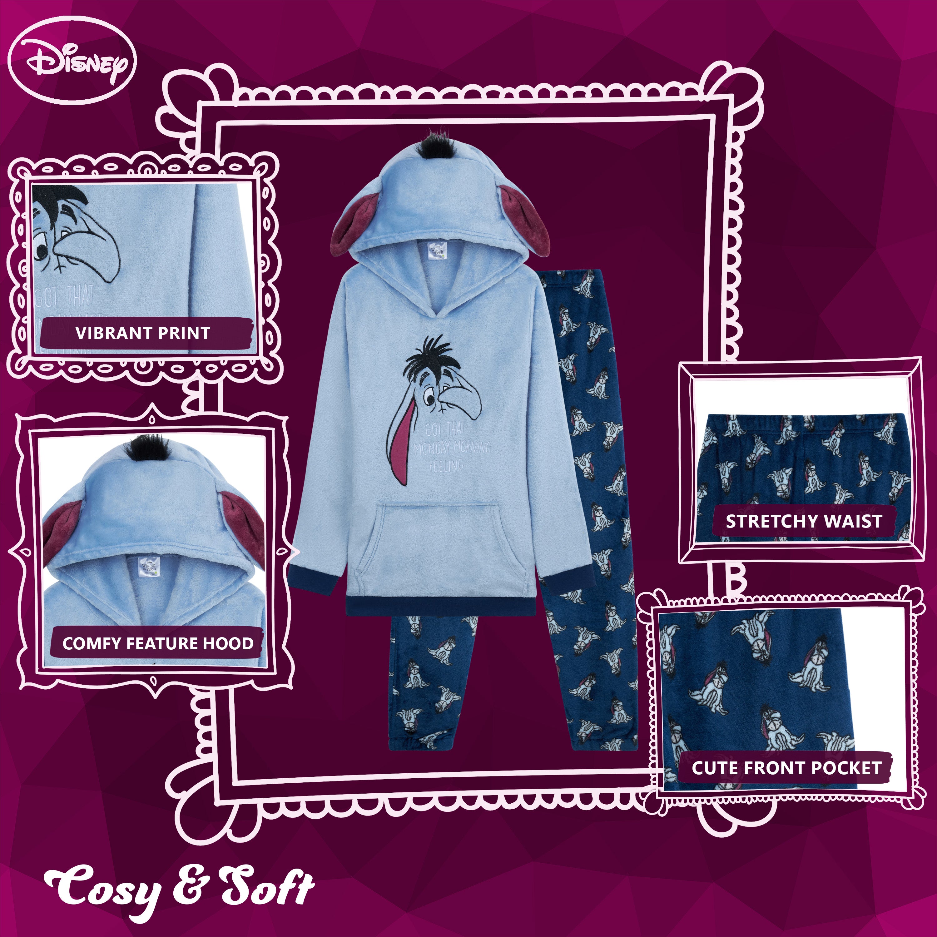 disney-bourriquet-pyjama-femme-polaire-capuche-taille-m image 4