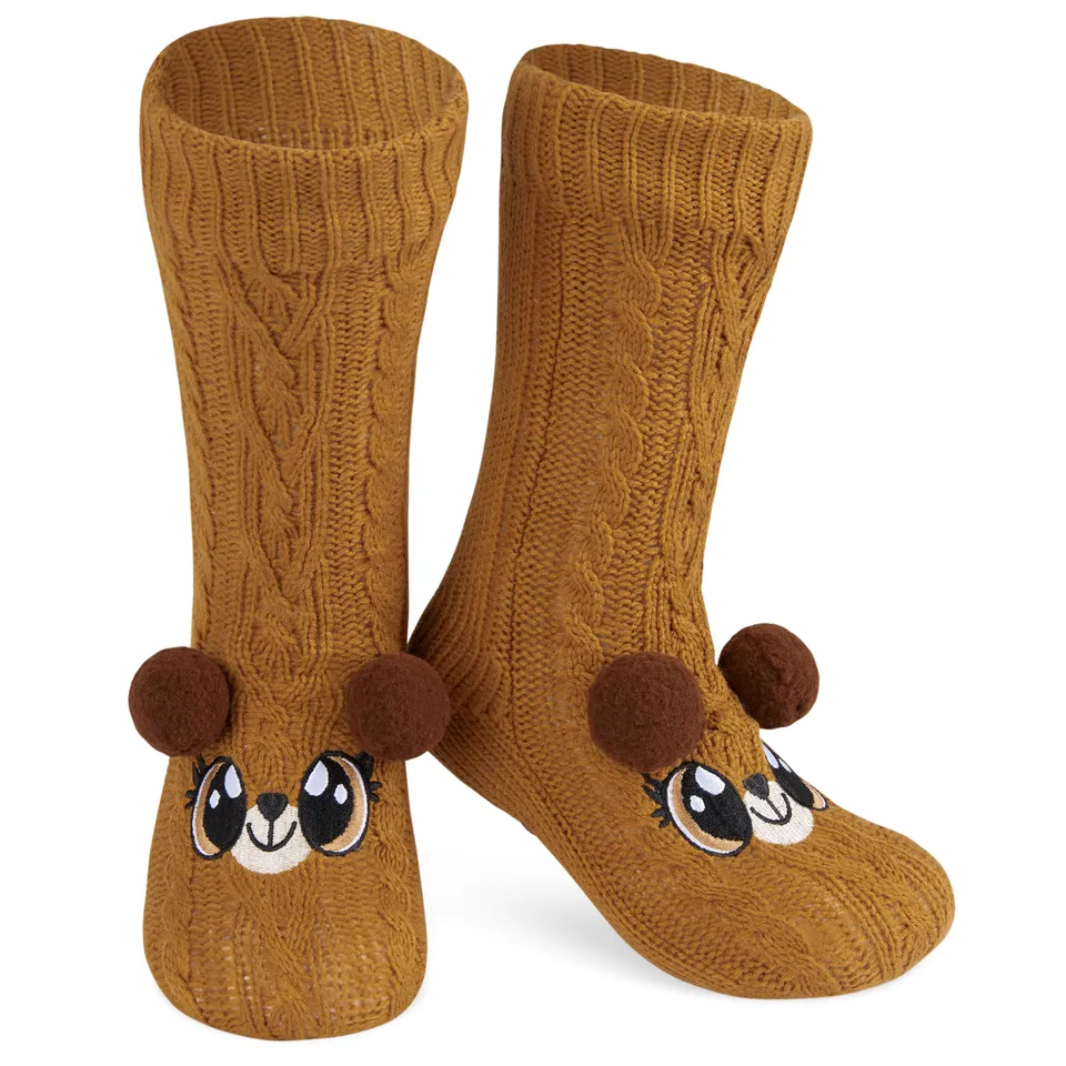 citycomfort-women-ours-brun-chaussettes-pilou-antid-rapantes image 1