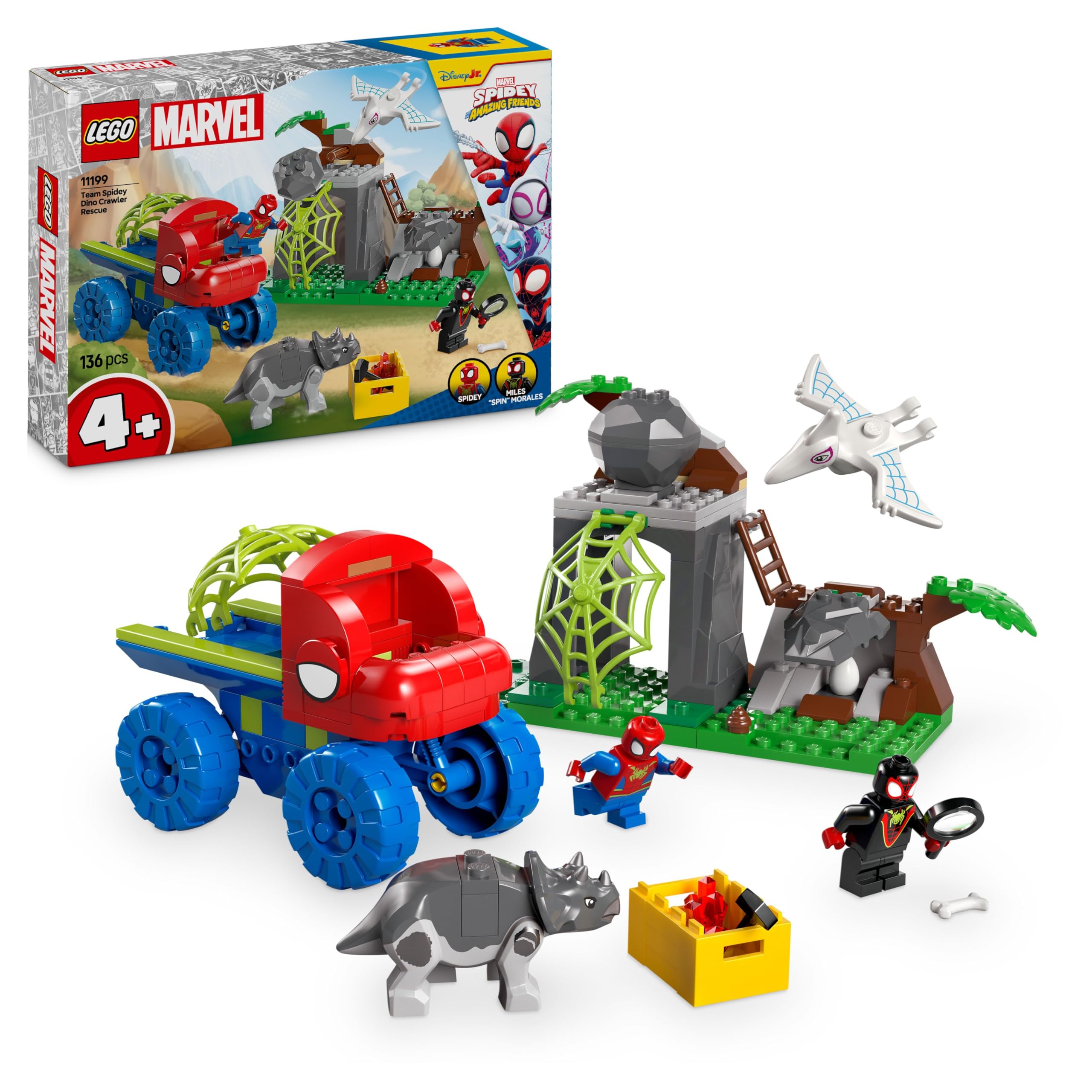 lego-marvel-11199-jeu-dino-v-hicule-spidey-136-pi-ces-4-ans image 1