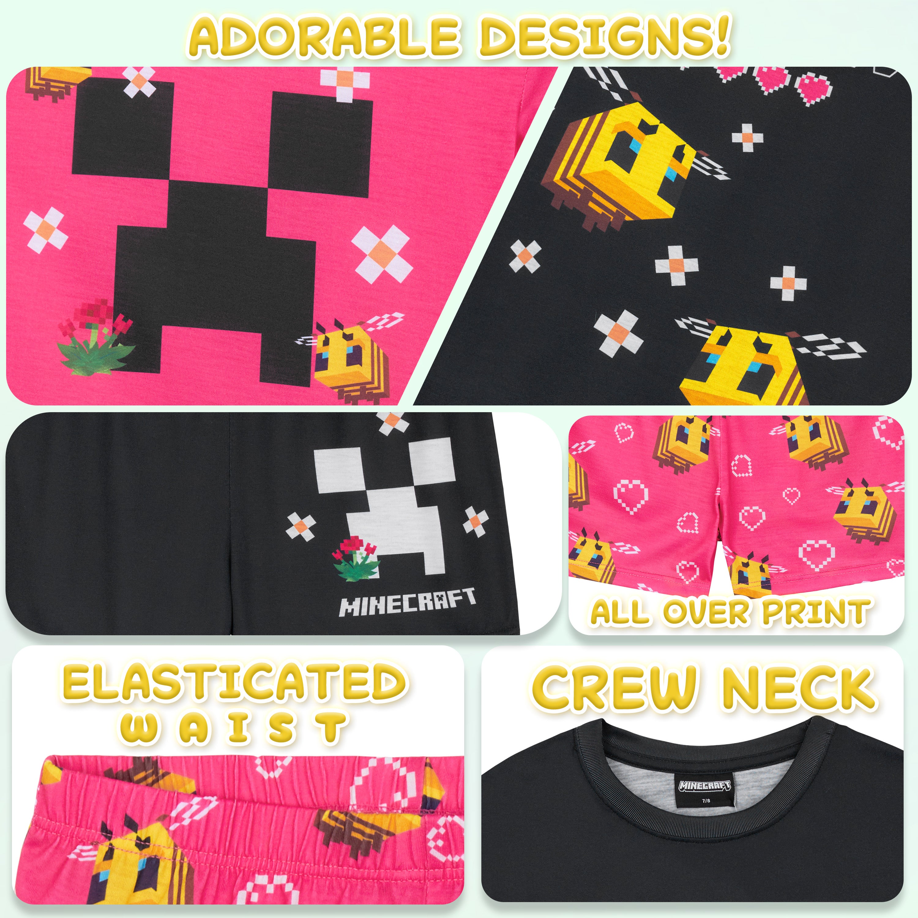 get-trend-pyjama-fille-short-manche-courte-lot-2-minecraft image 4