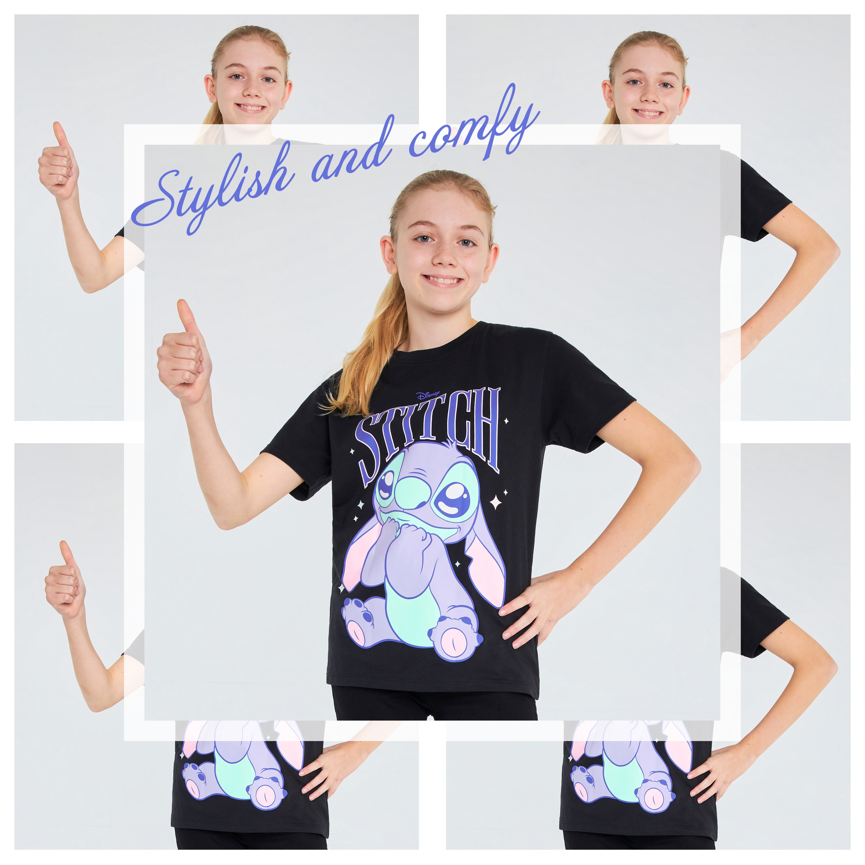 disney-stitch-lot-2-t-shirts-fille-col-rond-11-12-ans image 3