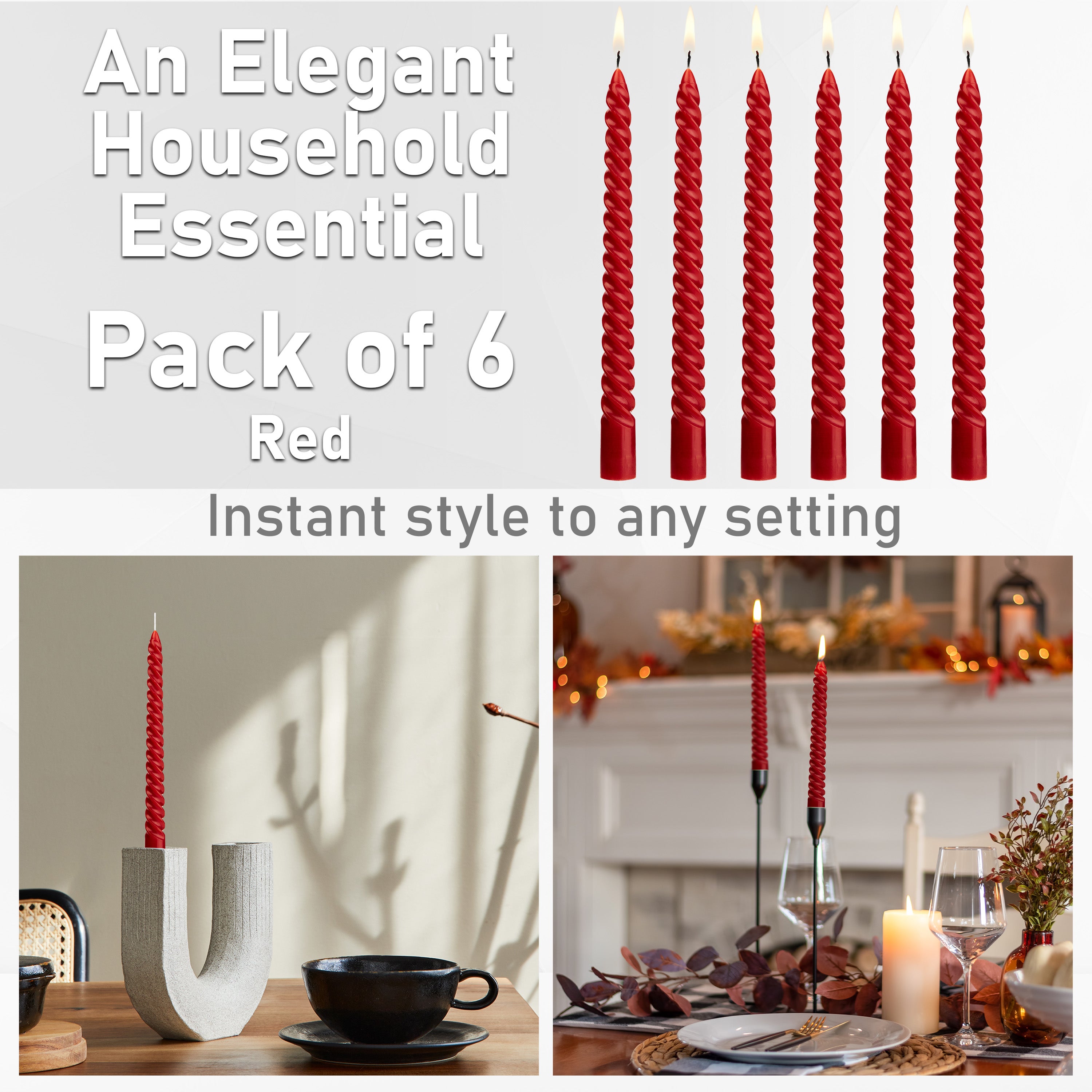get-trend-deco-express-bougies-torsad-es-rouges-lot-de-6-non-parfum-es image 4