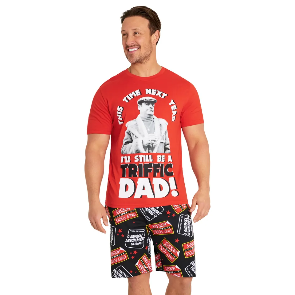 only-fools-and-horses-pyjama-short-homme-coton-rouge-noir image 1