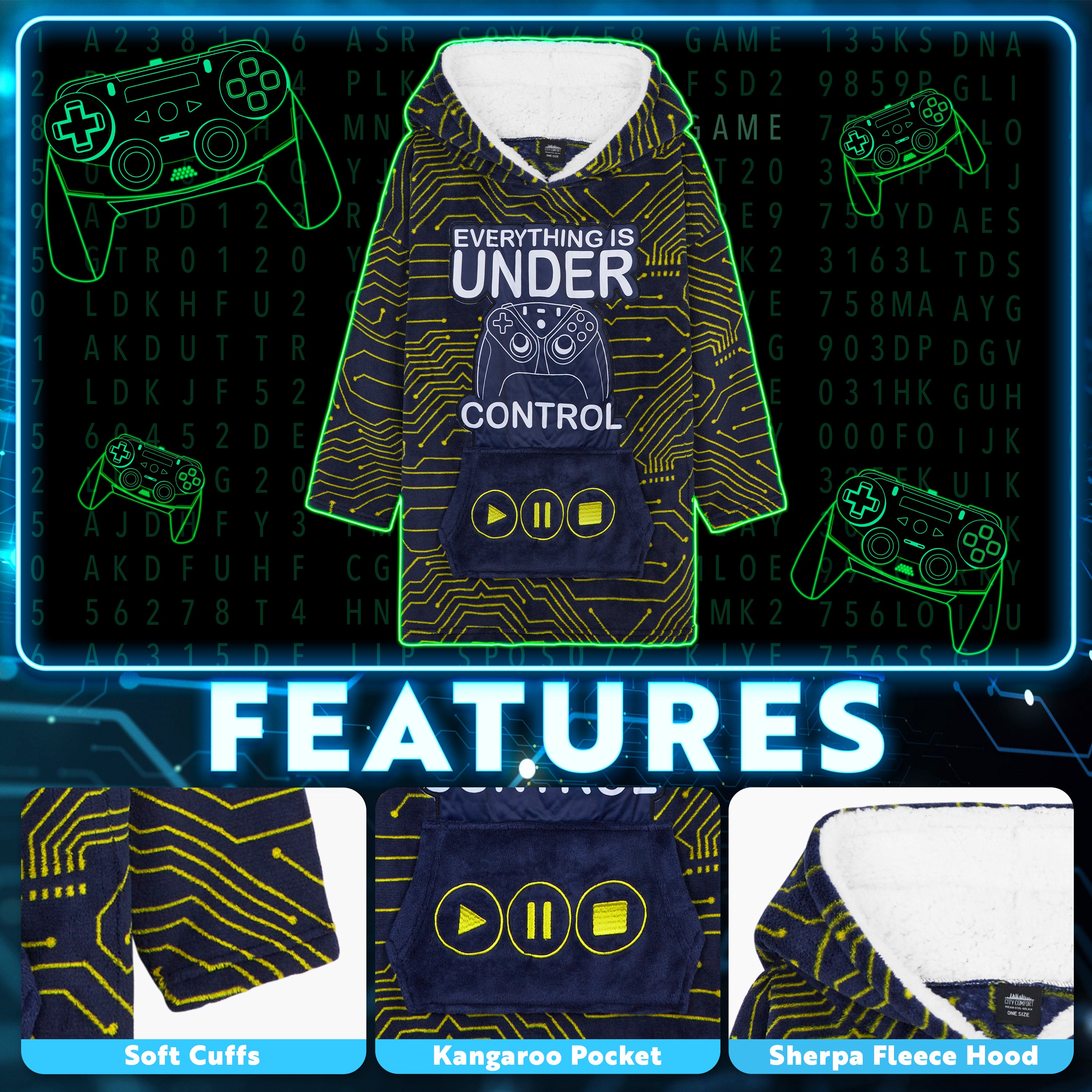 citycomfort-sweat-plaid-gamer-oversize-polaire-capuche-sherpa image 3