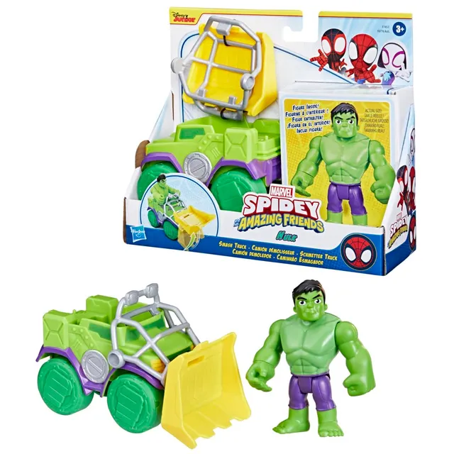 marvel-toys-spidey-hulk-camion-d-molisseur-figurine-10-cm-vert image 1