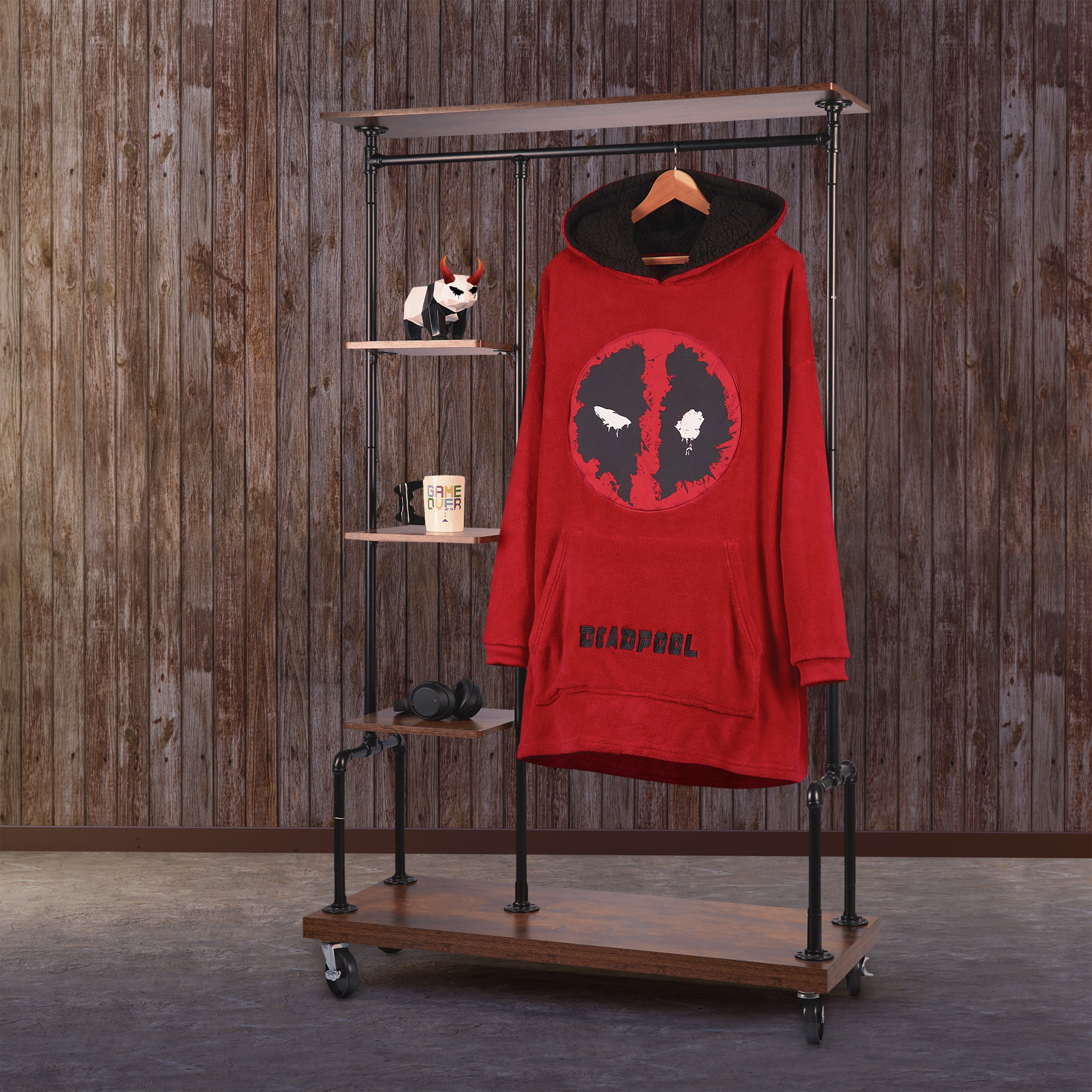 marvel-plaid-sweat-capuche-oversize-homme-ado-deadpool image 3