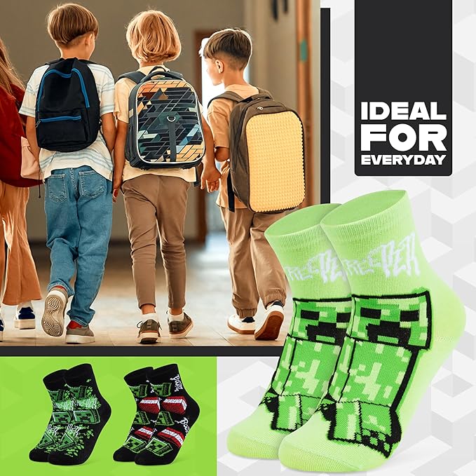 minecraft-boys-chaussettes-mi-mollet-gar-on-lot-3-5-paires-gamer image 5