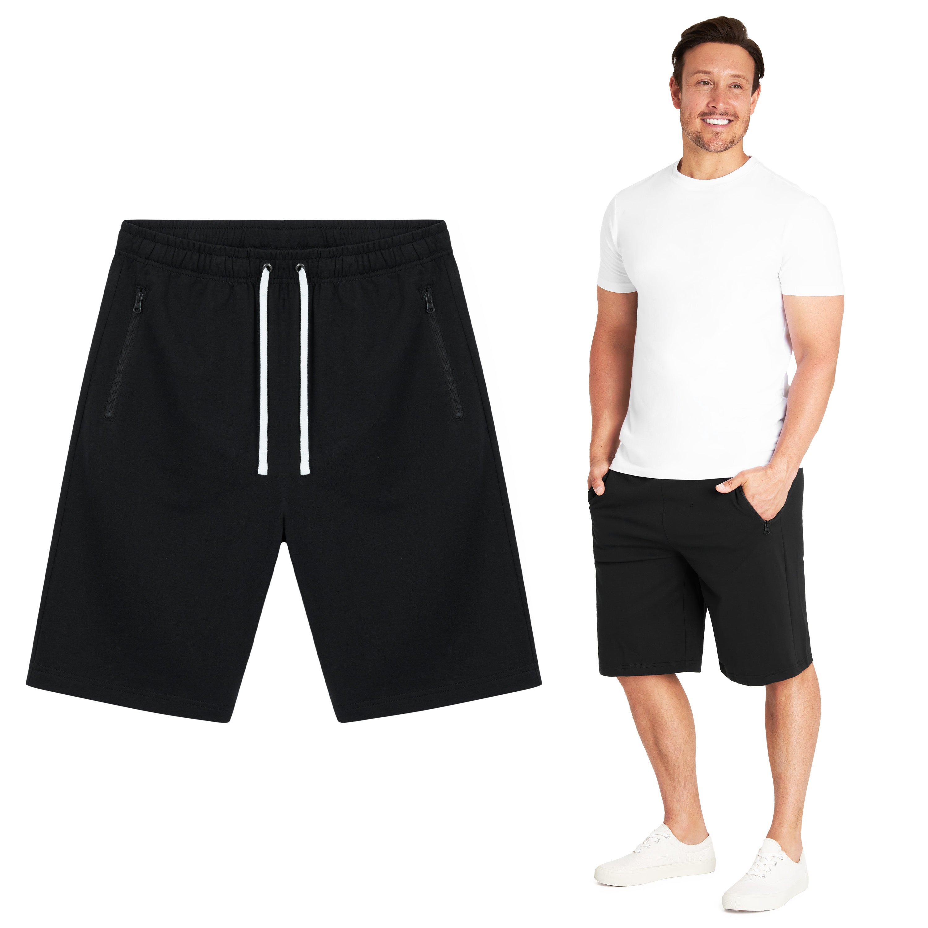 citycomfort-short-homme-sport-poches-zipp-es-coton-noir-xl image 2