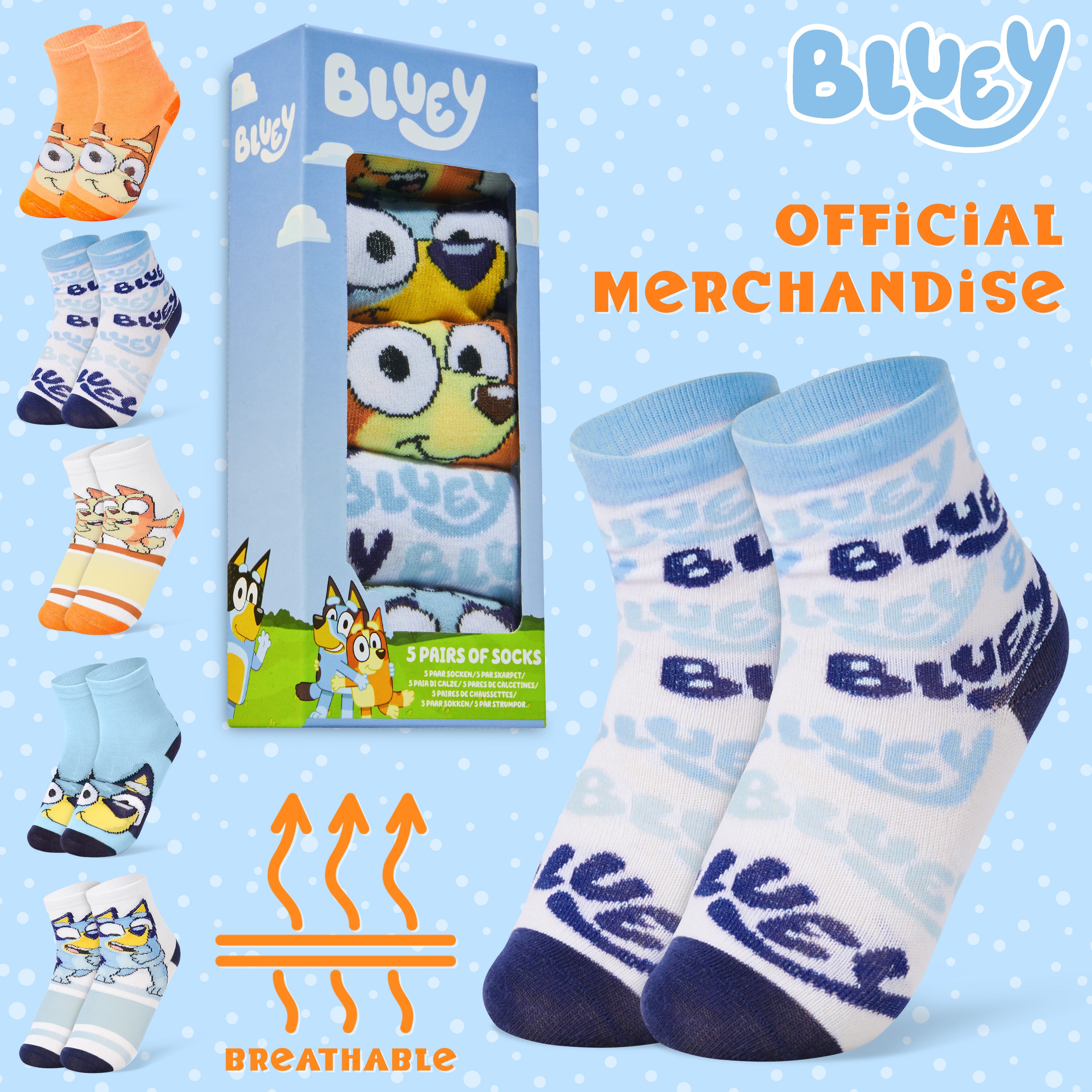 bluey-boys-chaussettes-enfant-bluey-et-bingo-lot-5-coton image 6