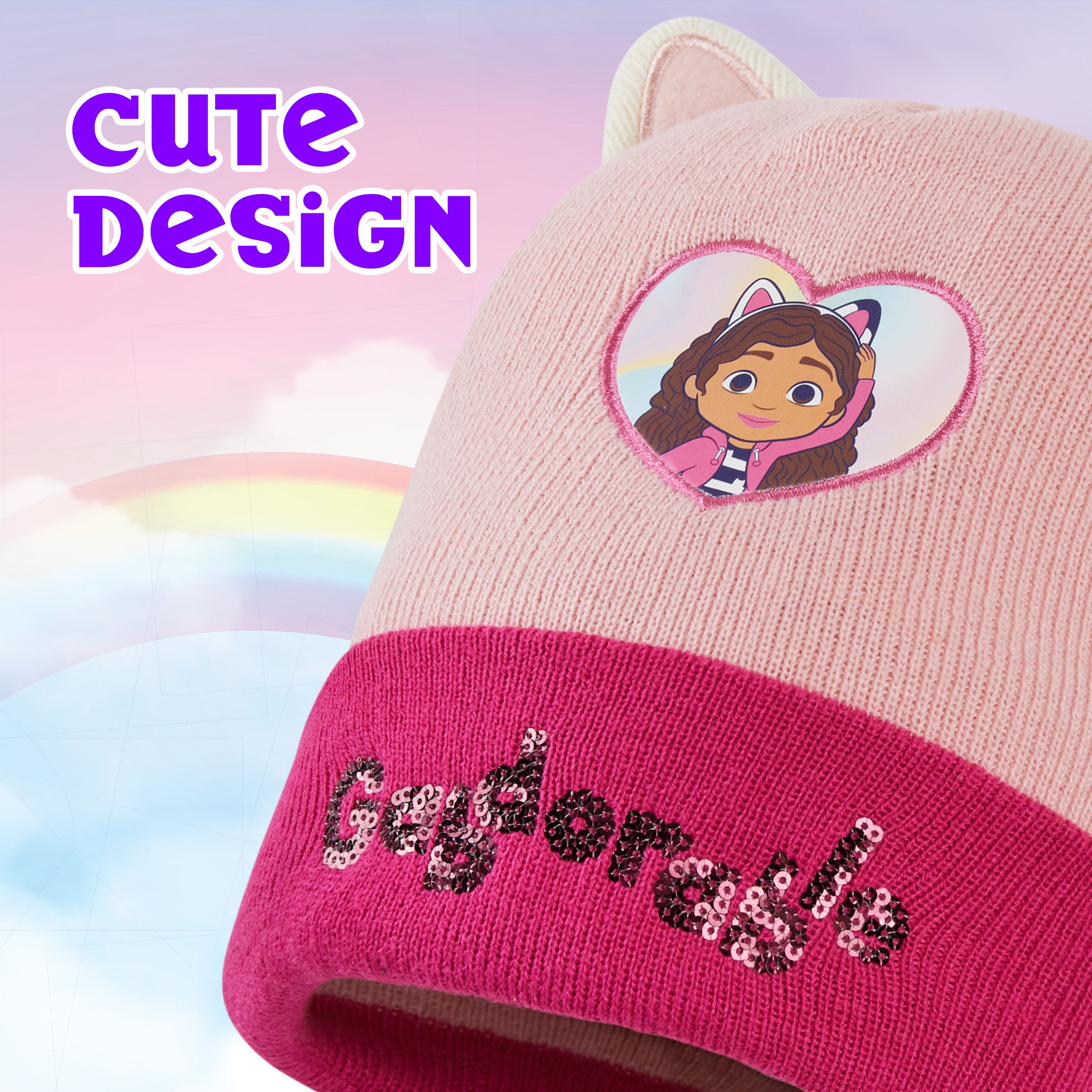 gabby-s-dollhouse-bonnet-gants-fille-hiver-rose-2-pi-ces image 6