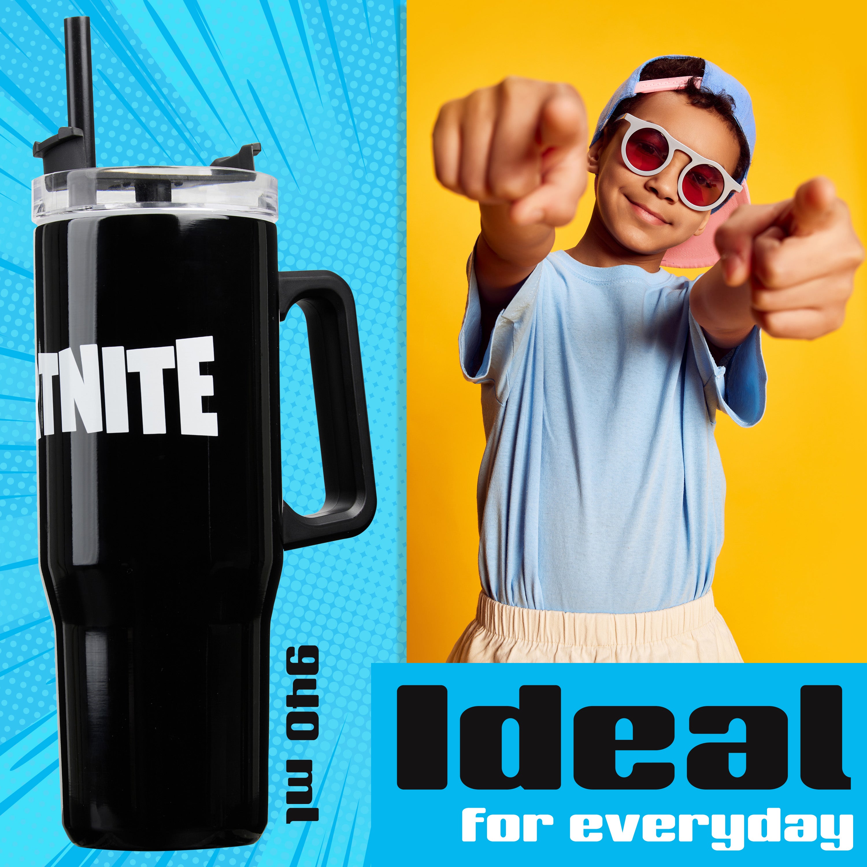 fortnite-mug-isotherme-inox-940ml-avec-paille-officiel image 3