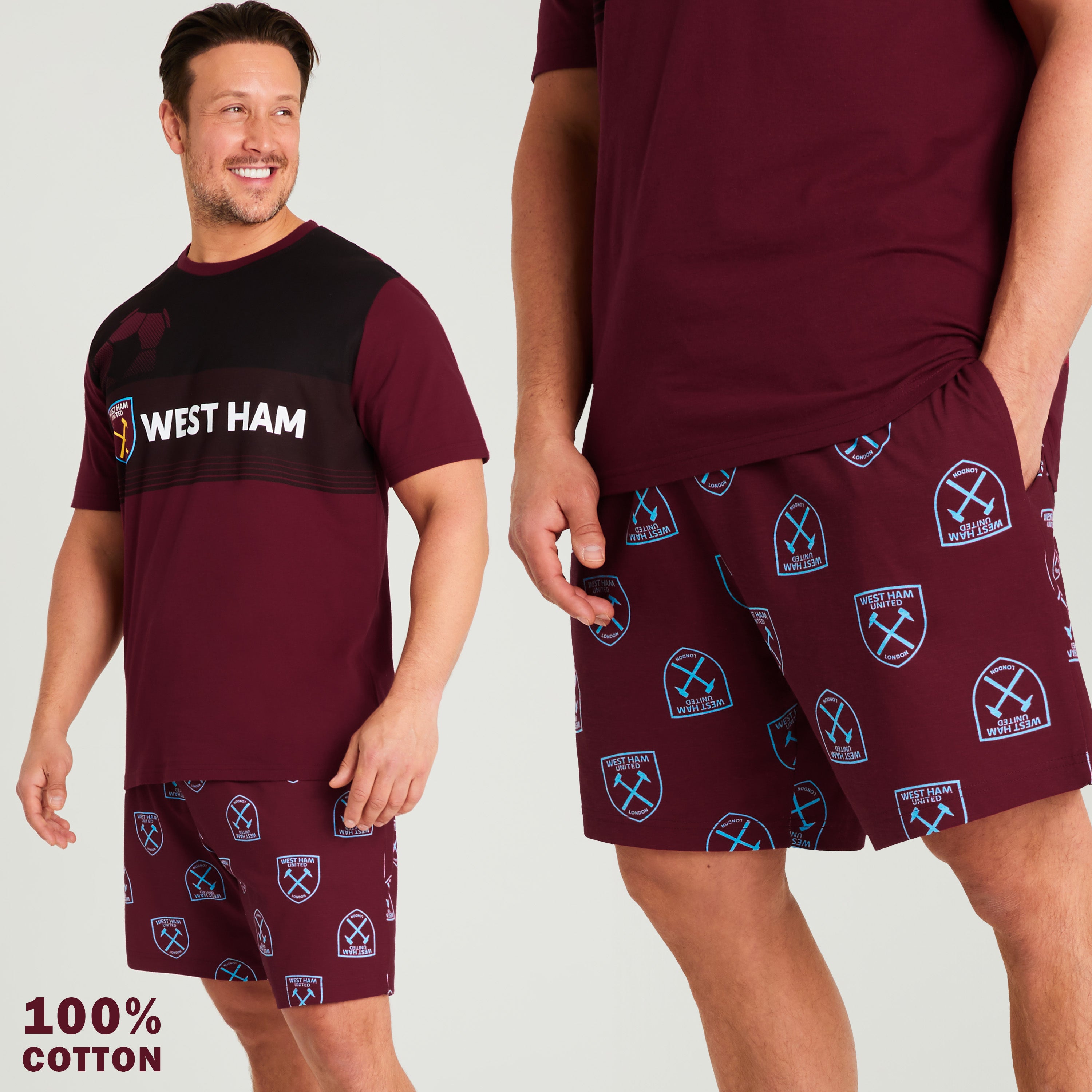 west-ham-pyjama-short-homme-100-coton-t-shirt-short image 5