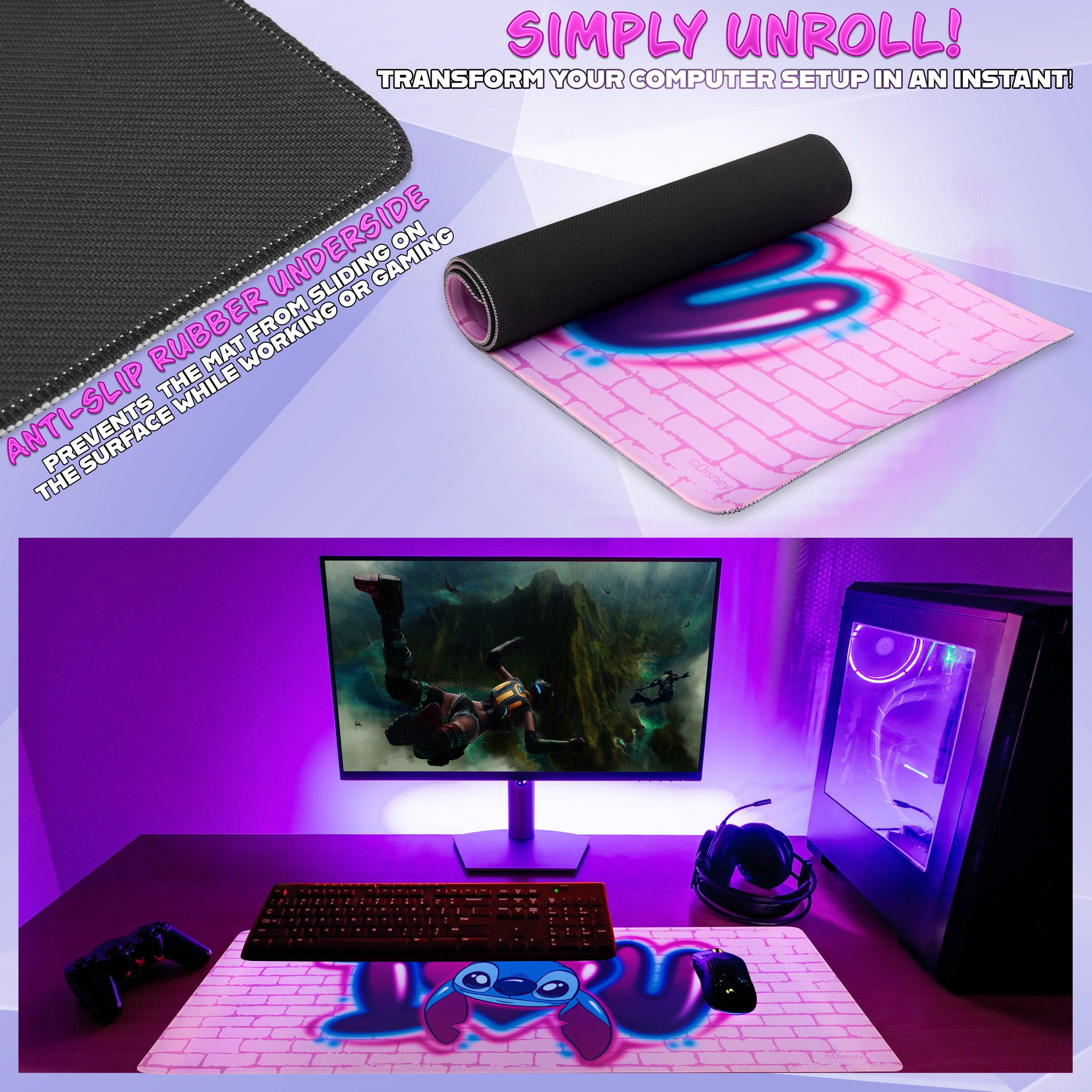 disney-stitch-tapis-bureau-souris-xxl-80x36-cm-rose image 5
