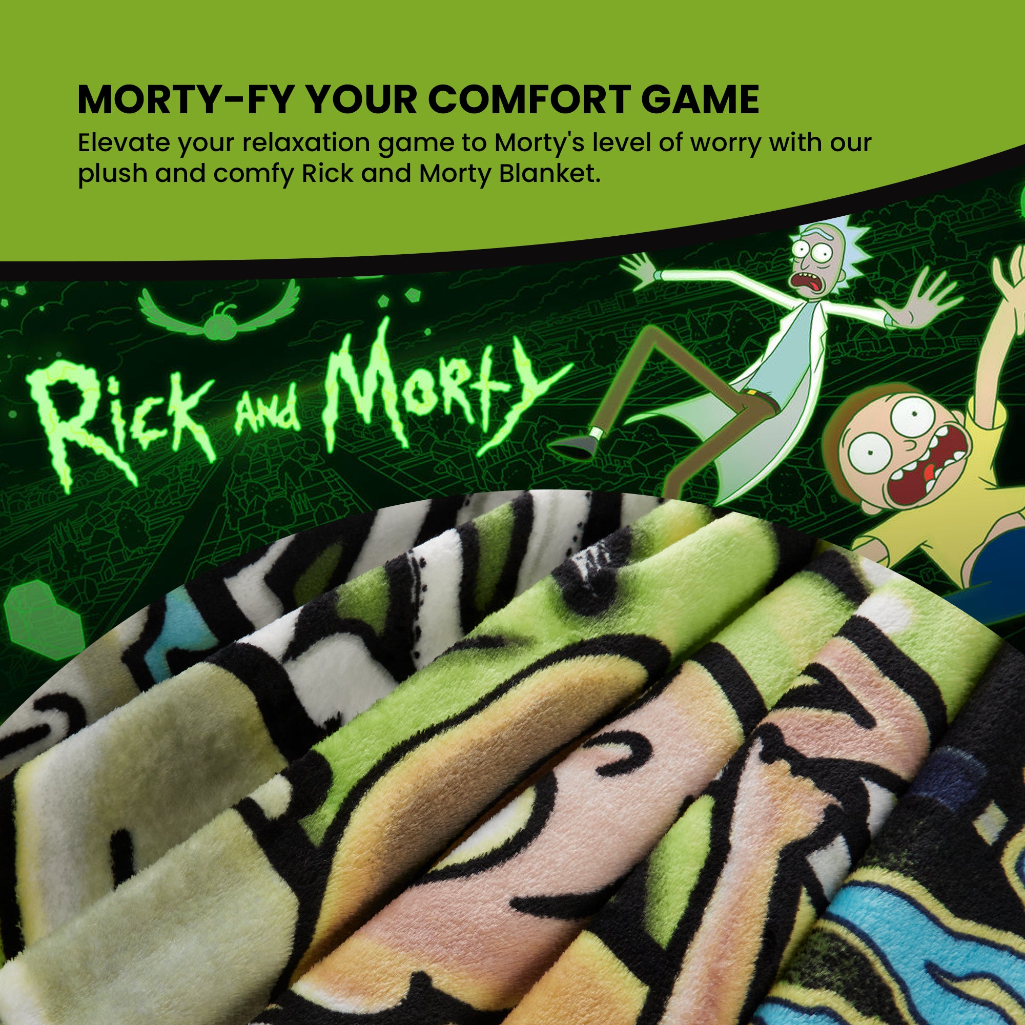 rick-and-morty-plaid-polaire-150x130-cm-noir-vert-doux image 5