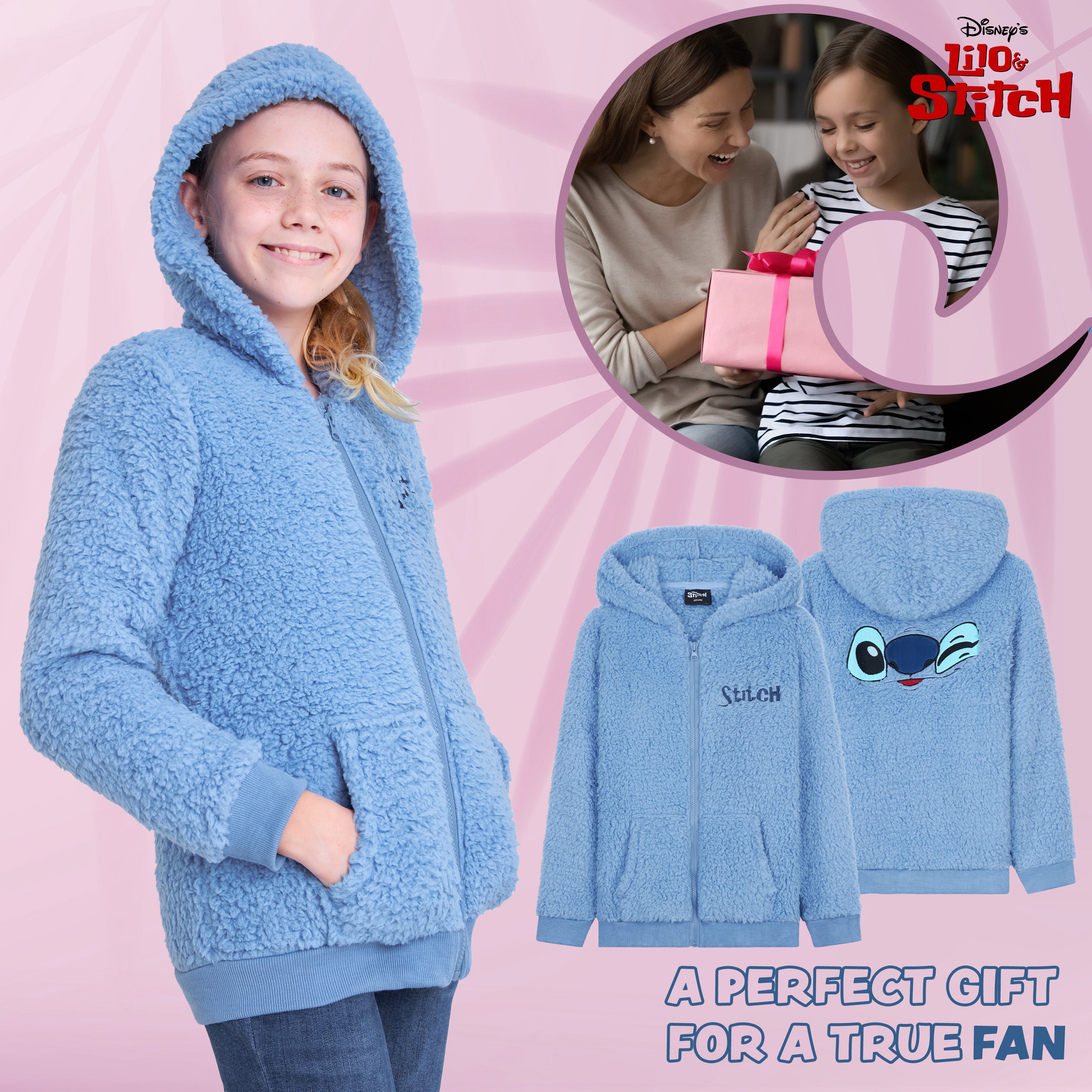 get-trend-girls-hoodie-stitch-sherpa-zip-fille-polaire-bleue image 4