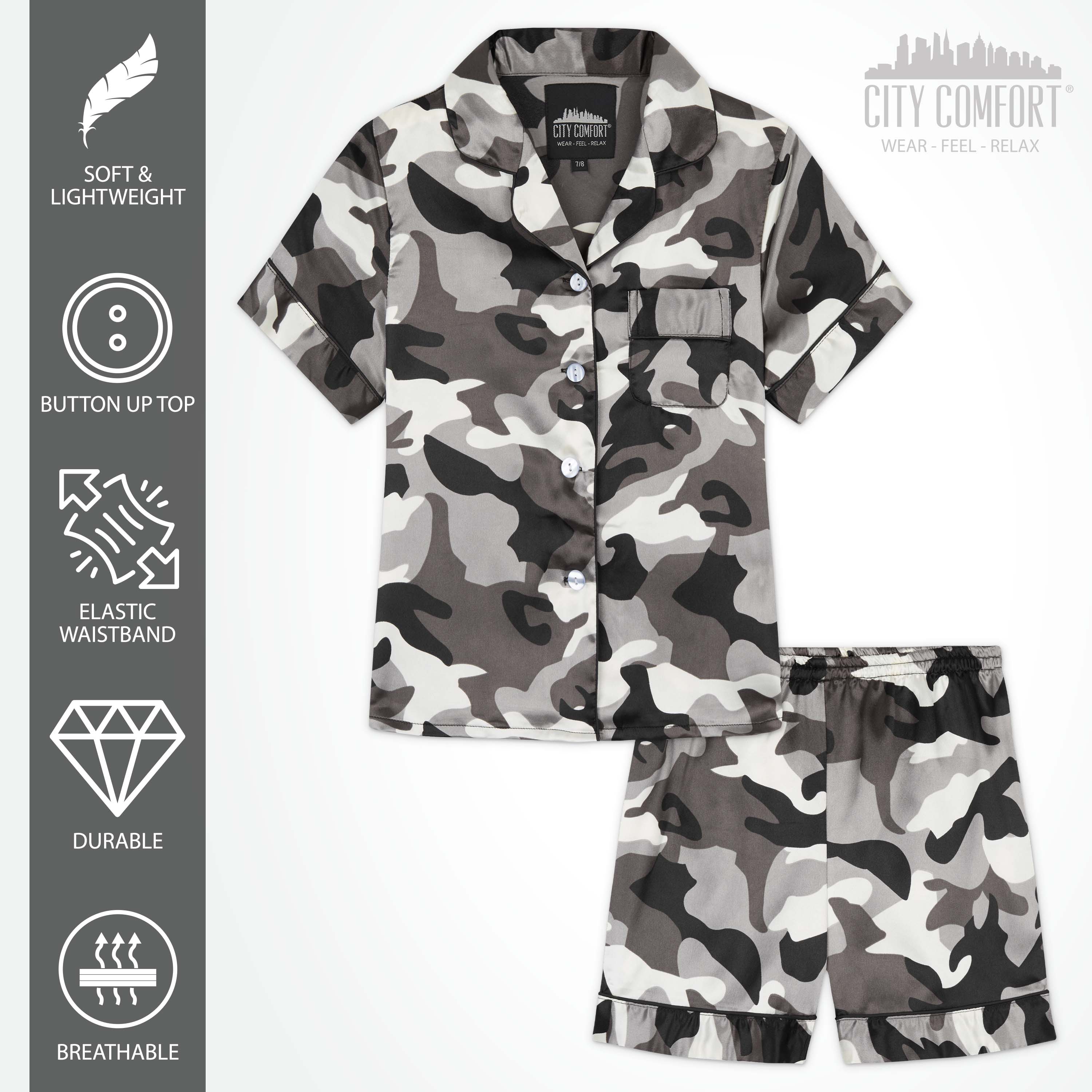 citycomfort-pyjama-satin-fille-short-2-pi-ces-boutonn image 4