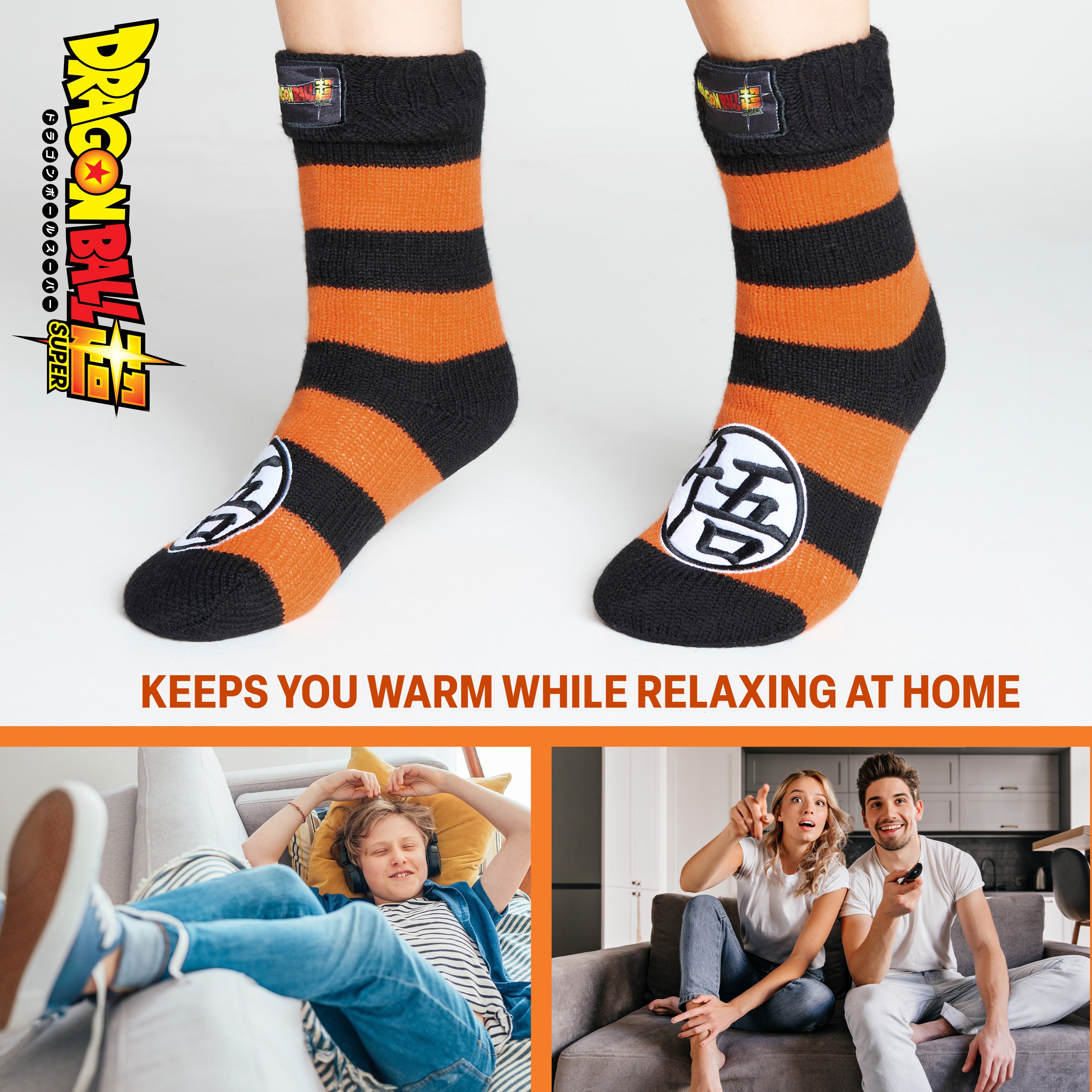 dragon-ball-z-chaussettes-pilou-gar-on-noir-et-orange image 3