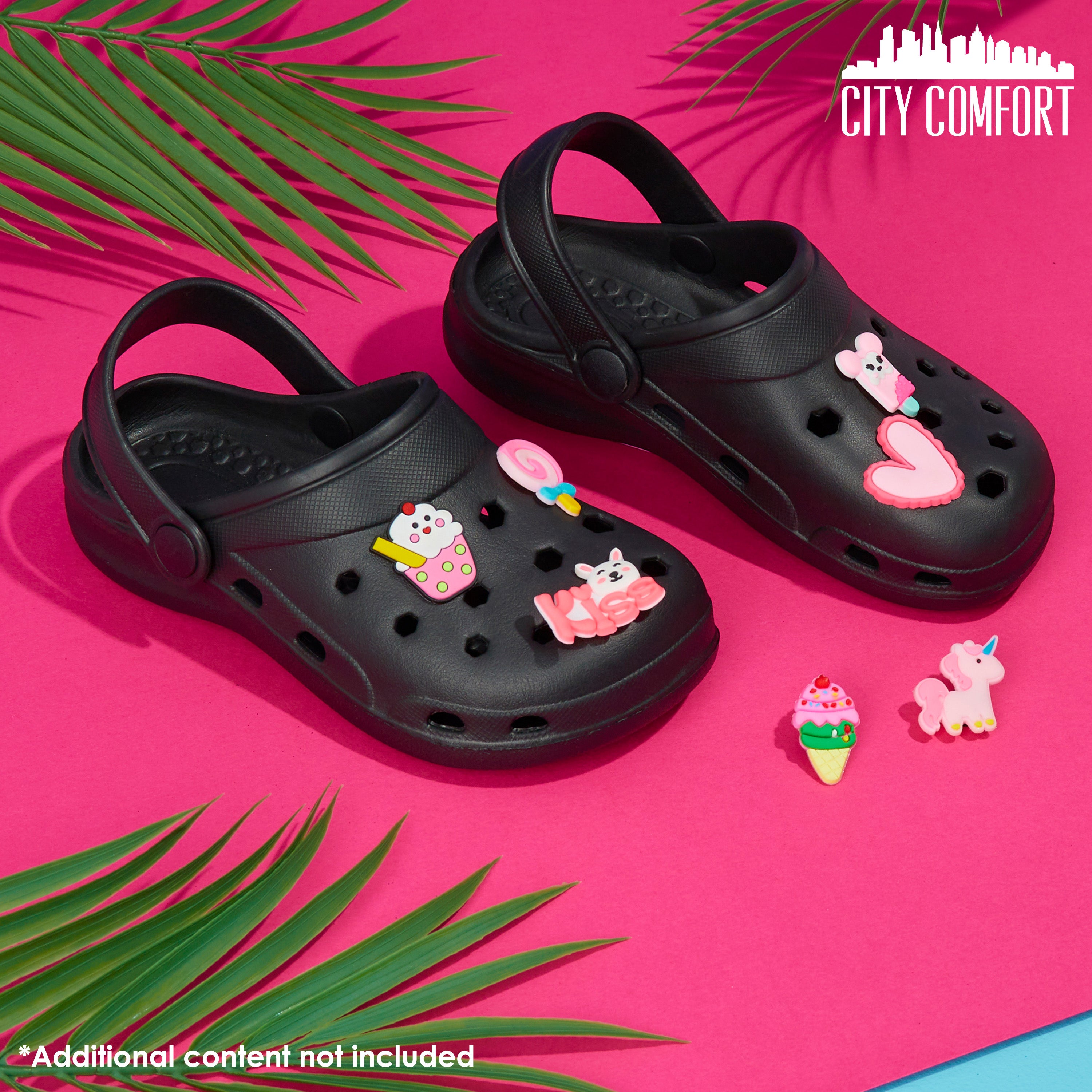 citycomfort-sabots-enfant-noir-breloques-amovibles image 3