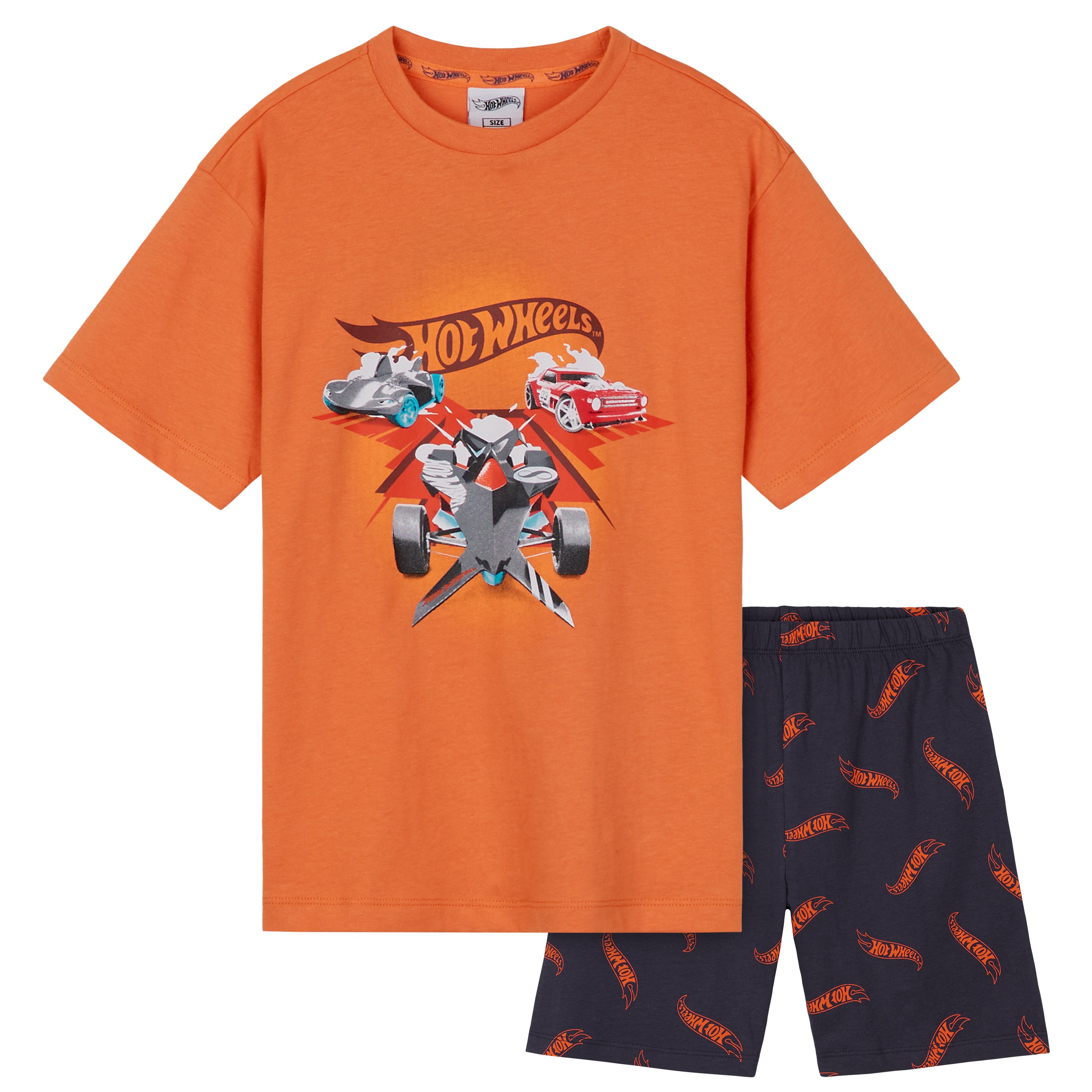 hot-wheels-pyjama-short-gar-on-2-pi-ces-orange-marine image 1