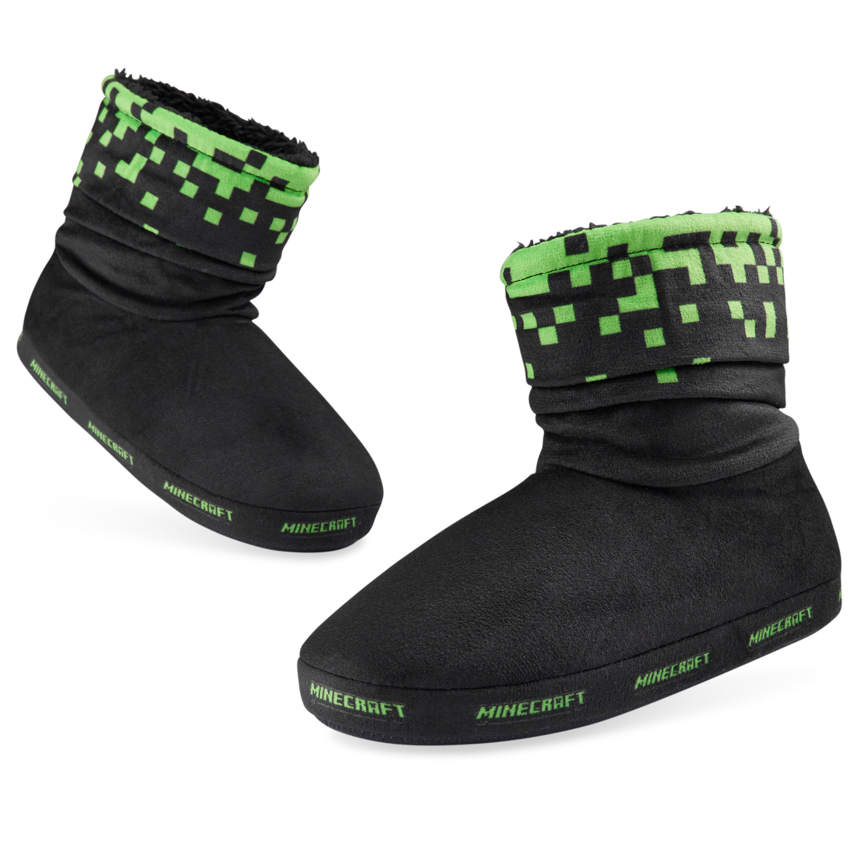 minecraft-bottines-chaussons-enfant-gamer-fourr-es-antidesrapantes image 1