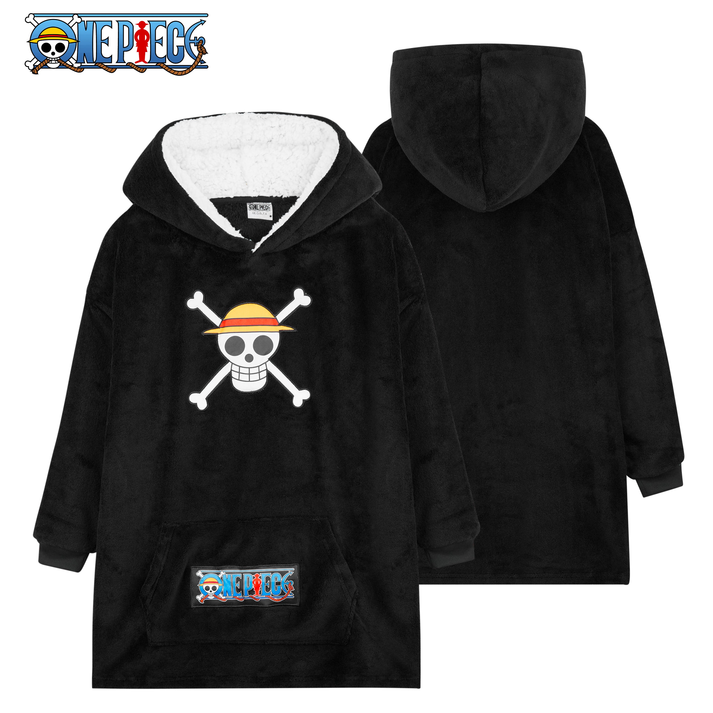 one-piece-plaid-sweat-capuche-noir-gar-on-taille-unique image 3