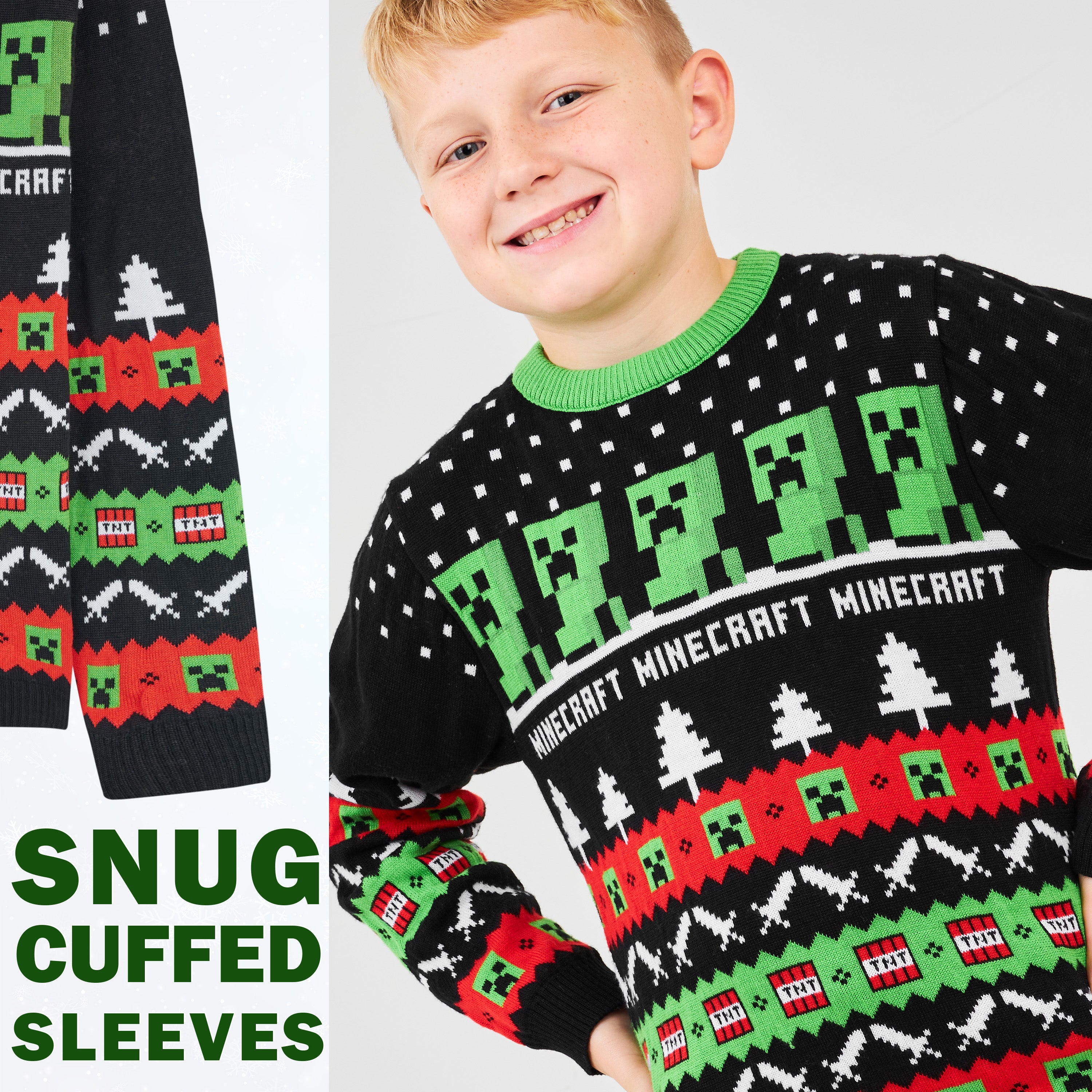 minecraft-pull-no-l-gar-on-creeper-col-rond-manches-longues image 4