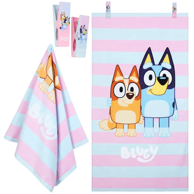 bluey-serviette-plage-enfant-coton-140x70cm-2-pinces image 1
