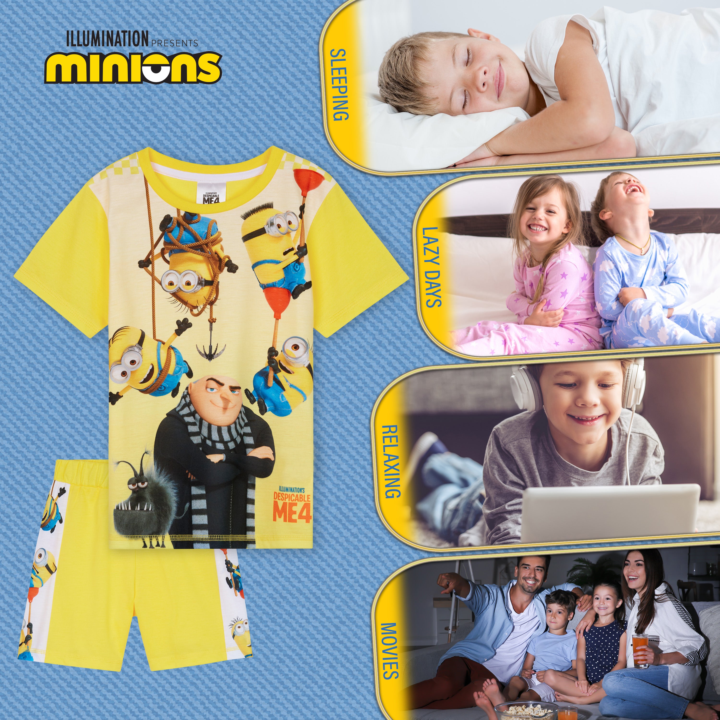 minions-pyjama-short-gar-on-2-pi-ces-jaune-multi image 4