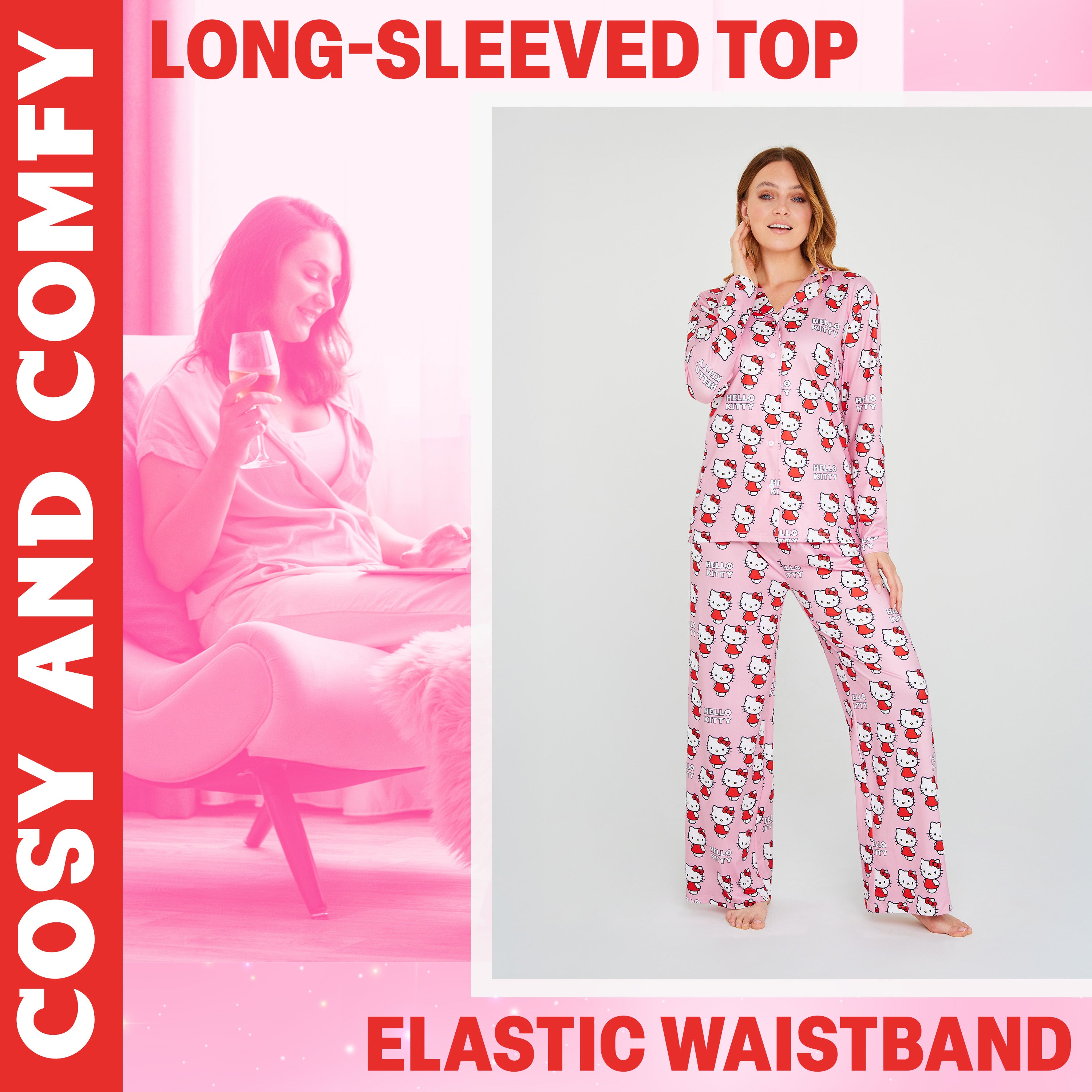 hello-kitty-pyjama-long-femme-boutonn-2-pi-ces-kawaii image 4