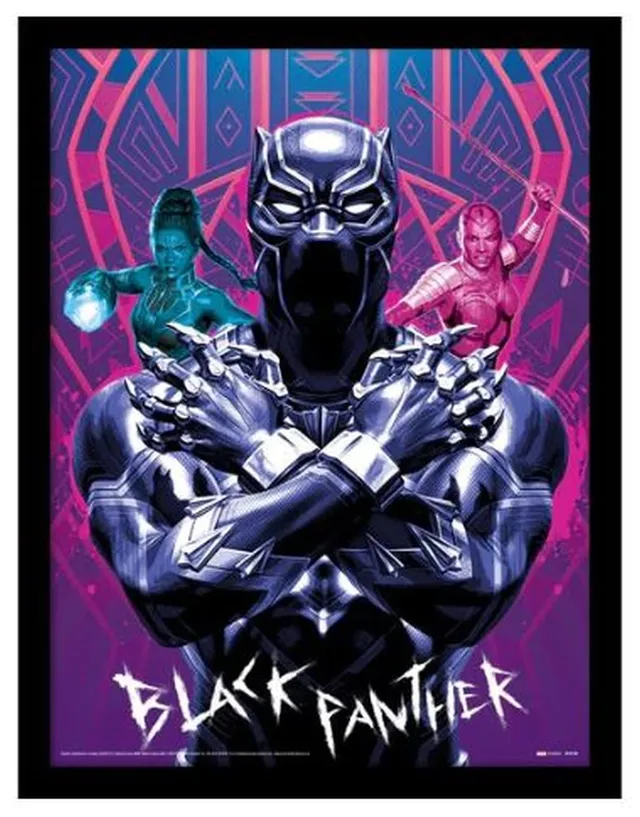 marvel-black-panther-affiche-encadr-e-30x40-wakanda-forever image 1