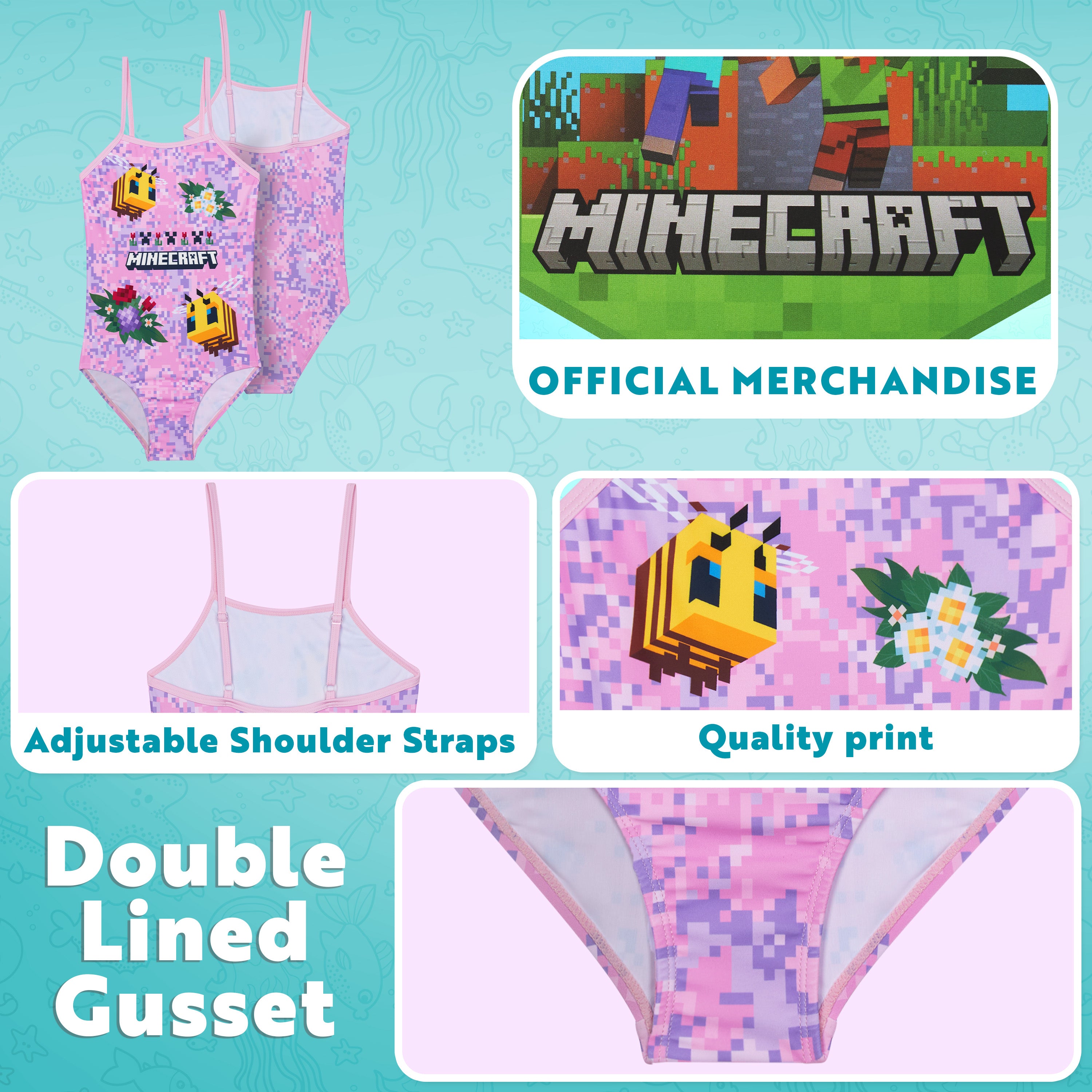 minecraft-maillot-de-bain-une-pi-ce-fille-9-10-ans-stretch image 4