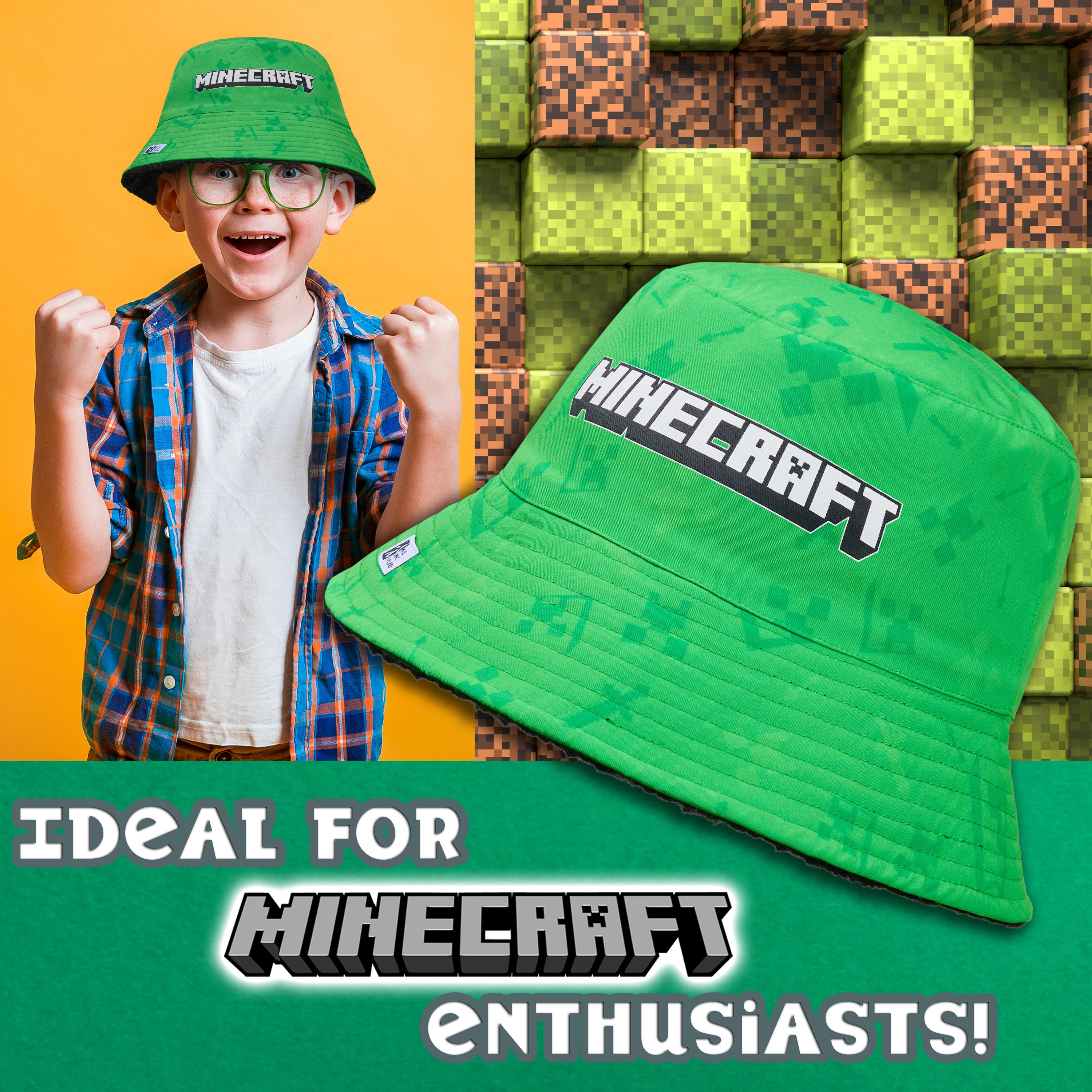 minecraft-bob-enfant-doublure-polaire-vert-creeper-6-14-ans image 6