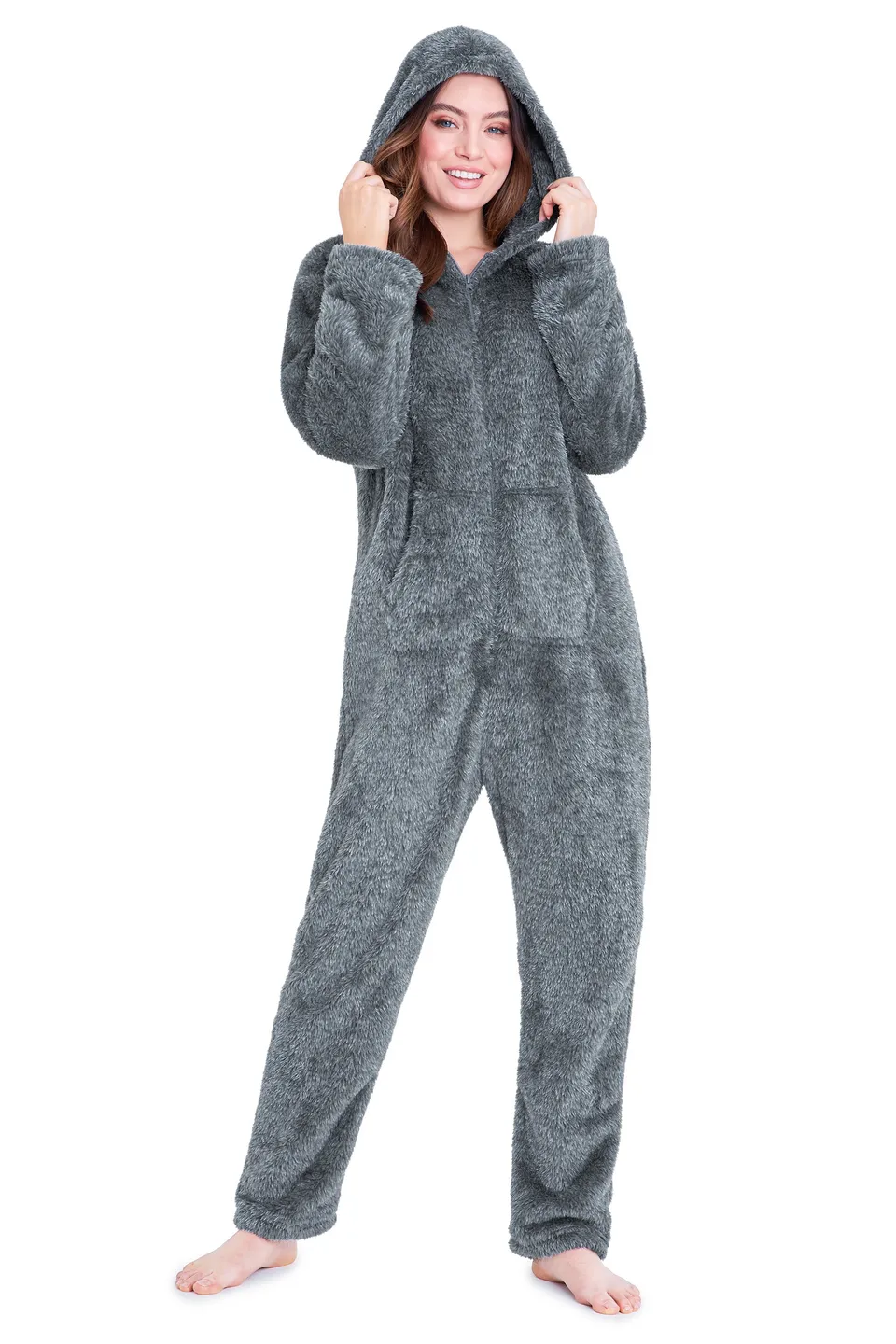 citycomfort-onesie-polaire-femme-capuche-douillette-zip image 1