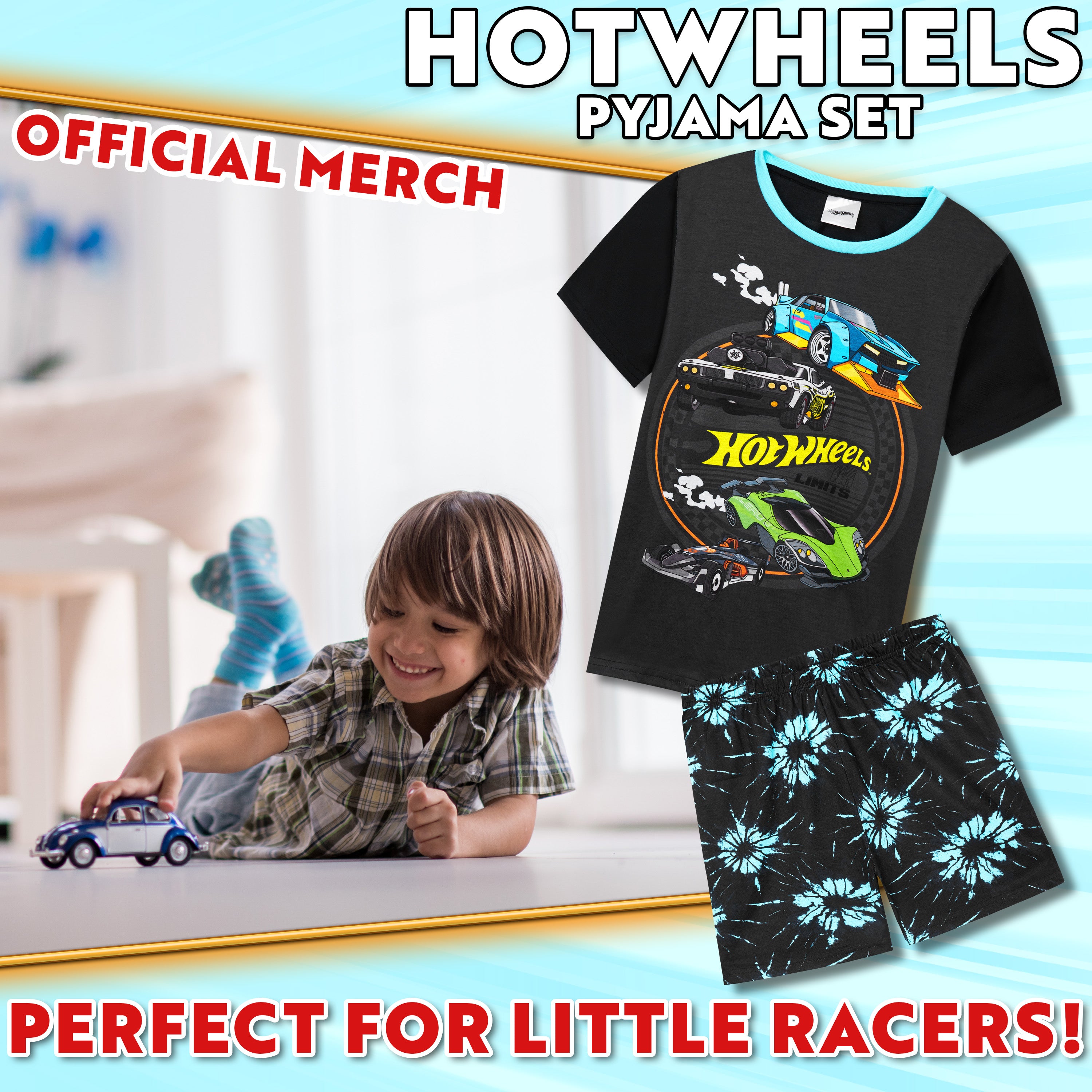 hot-wheels-boys-pyjama-short-gar-on-2-pi-ces-5-6-ans-voitures image 2