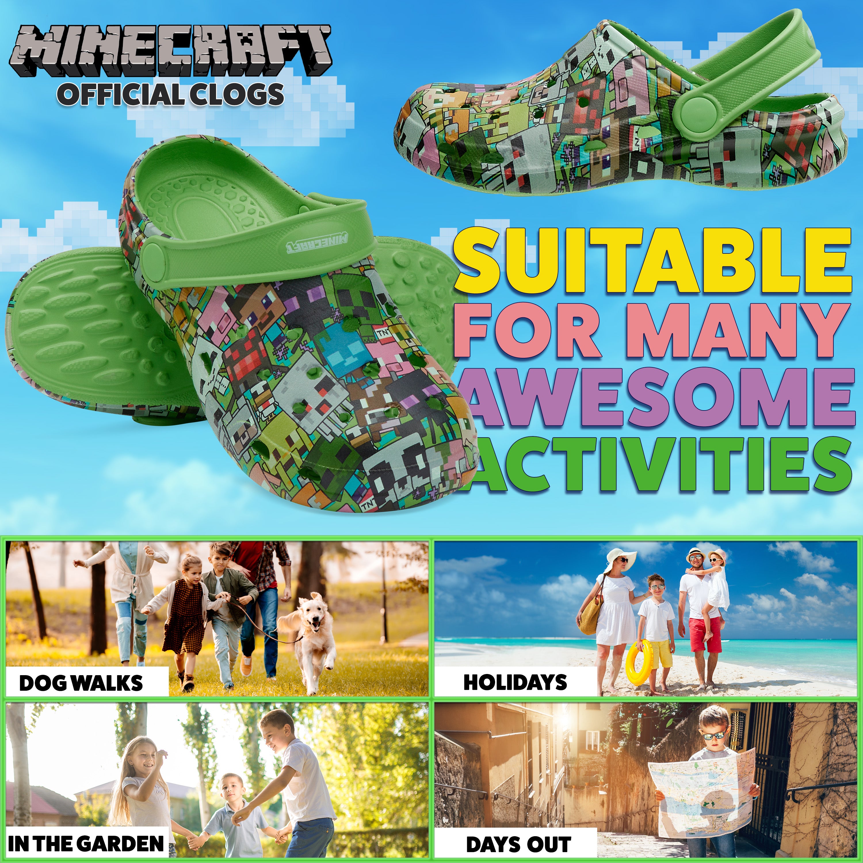 minecraft-sabots-enfant-claquettes-t-caoutchouc-jardin-plage image 5