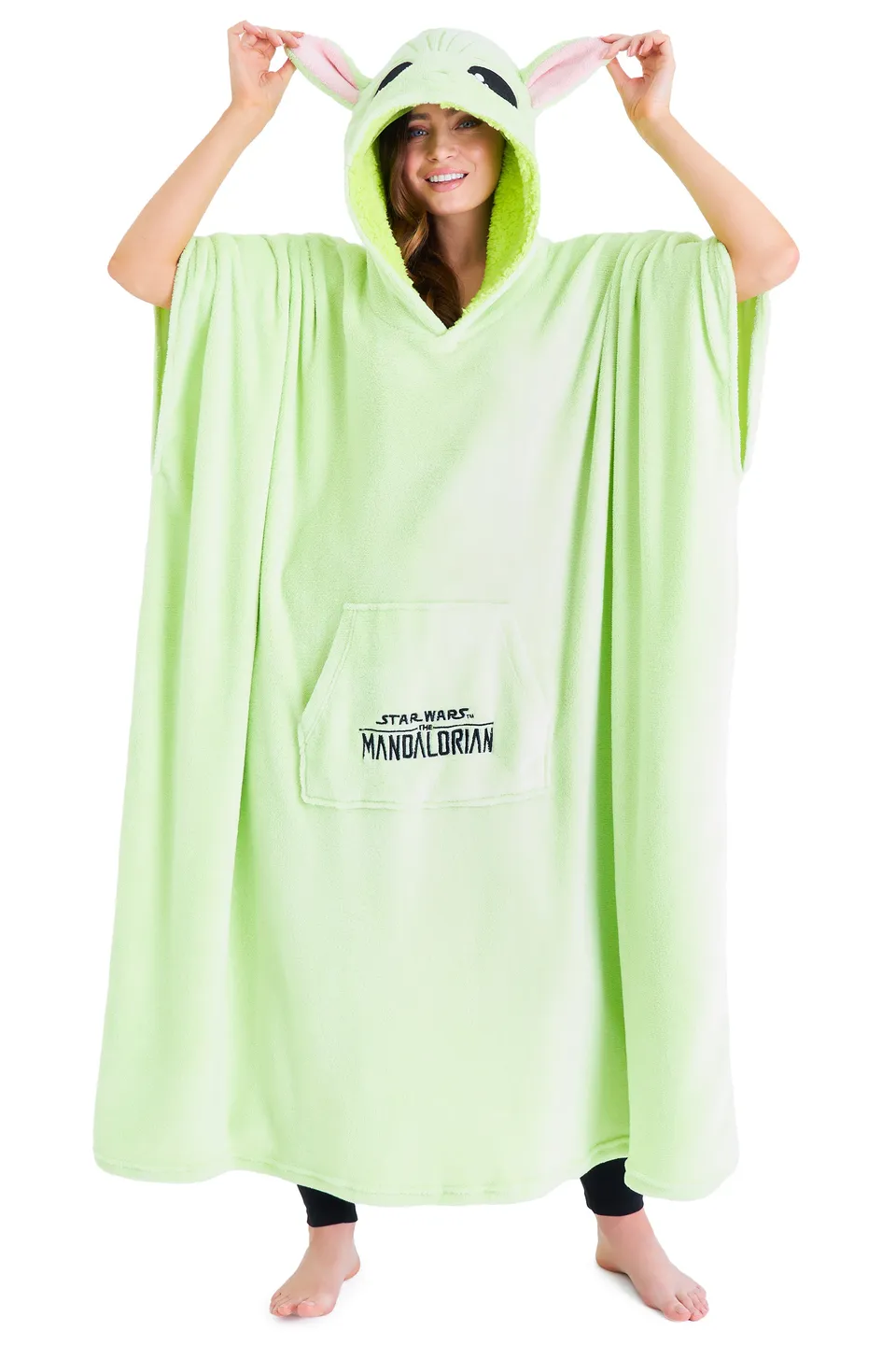 disney-mandalorian-plaid-sweat-adulte-grogu-vert-capuche-sherpa image 1