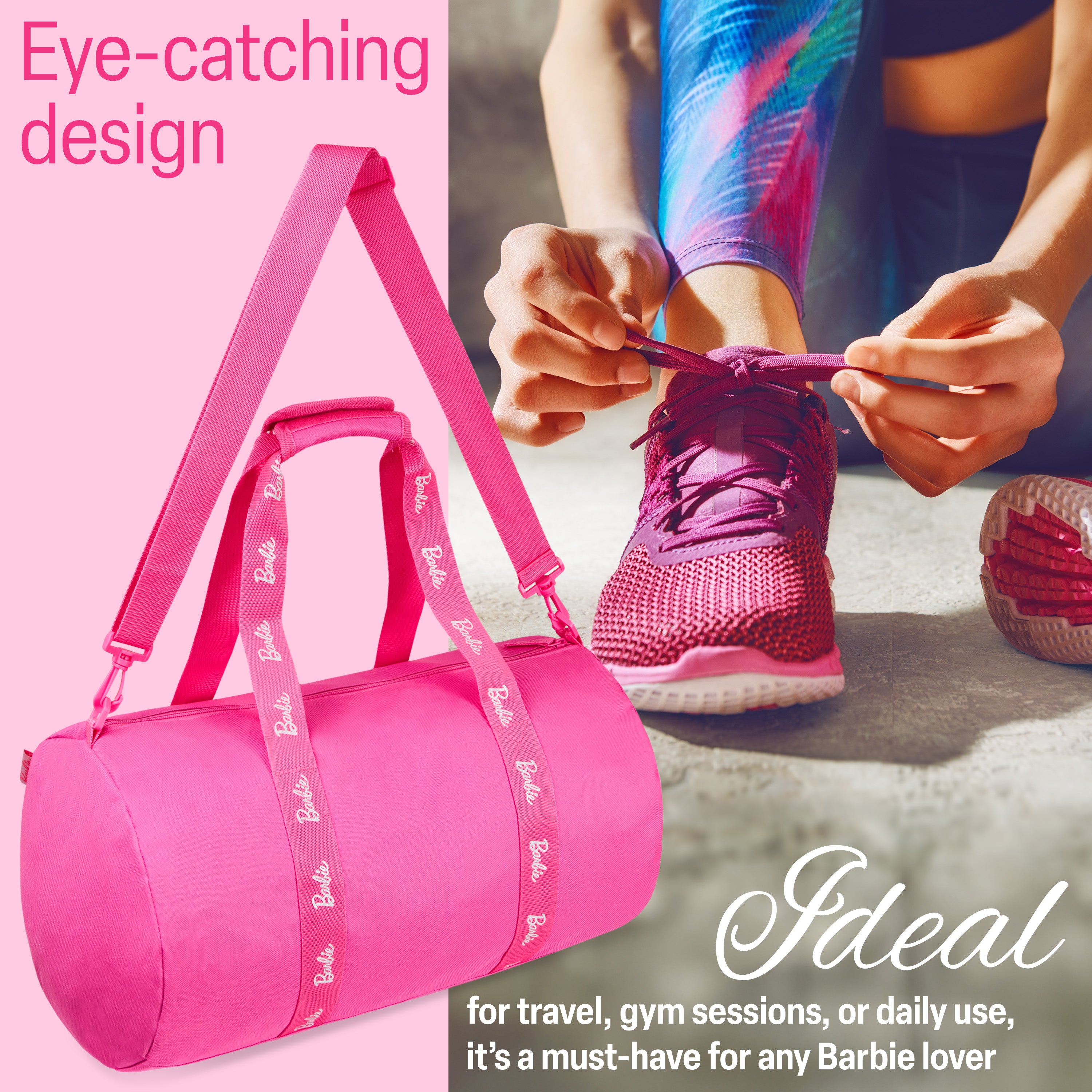 barbie-sac-voyage-week-end-gym-rose-femme-47-cm-zipp image 5