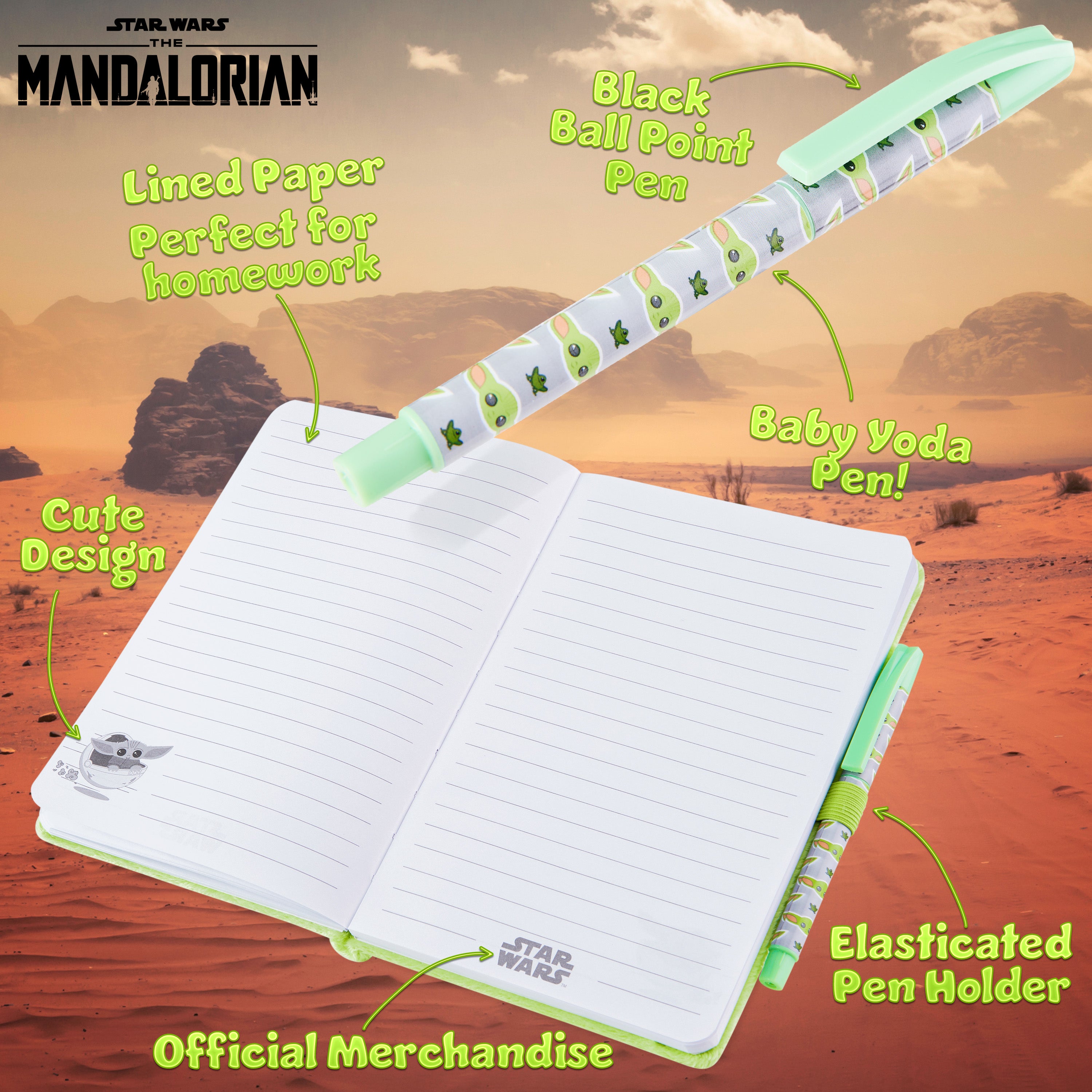 mandalorian-carnet-a5-baby-yoda-stylo-96-pages image 3