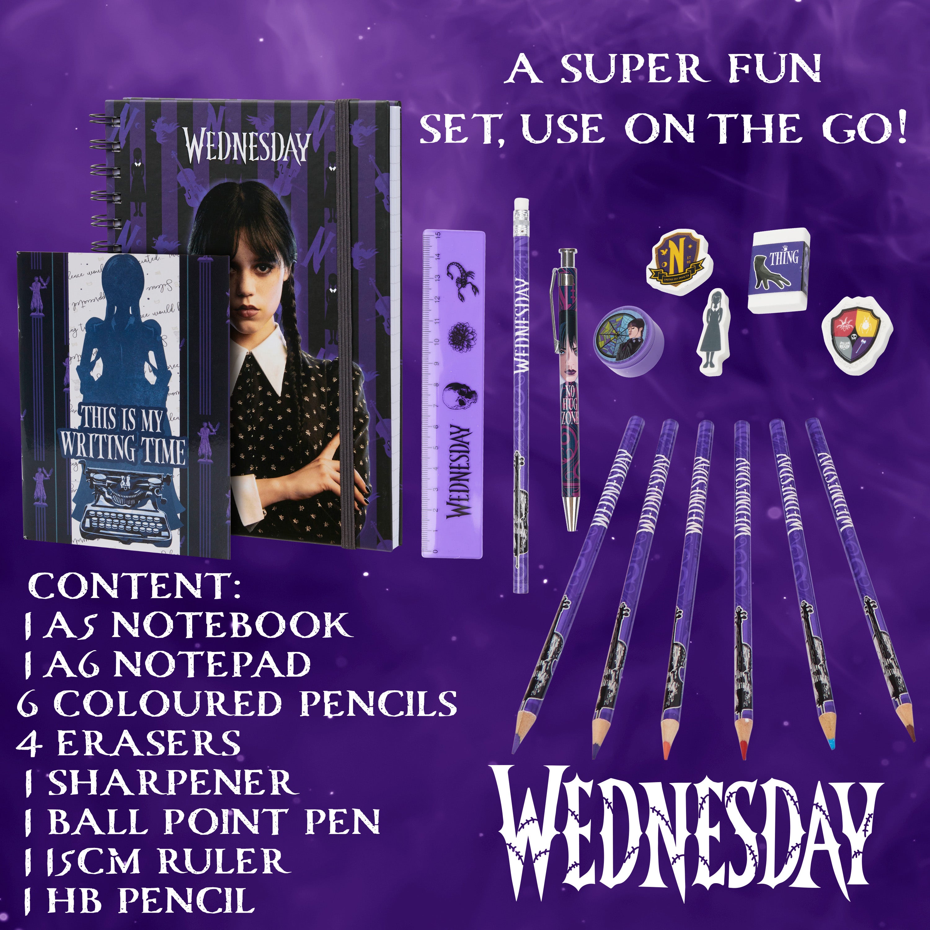 wednesday-set-papeterie-fille-16-pi-ces-carnets-gothique image 6