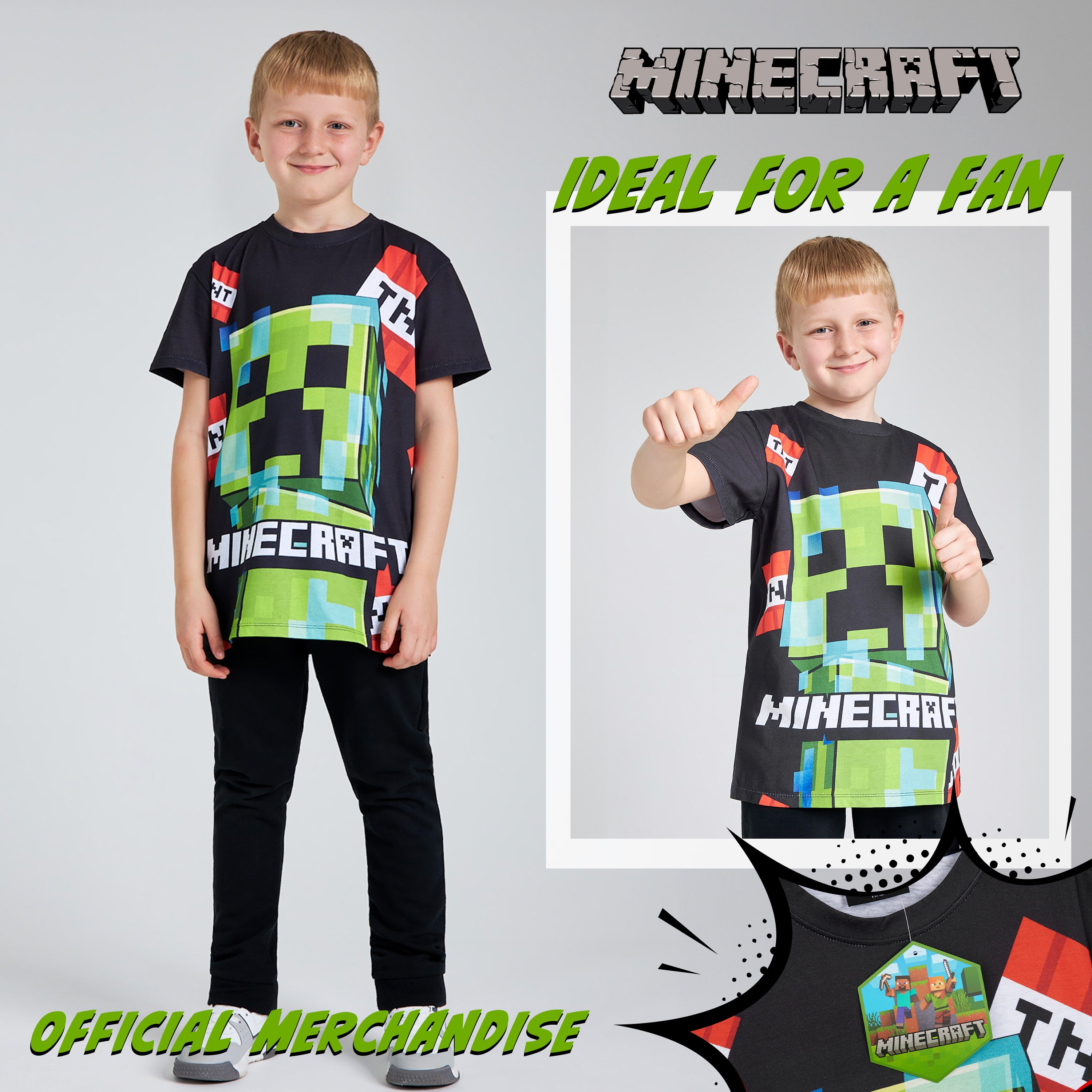 minecraft-t-shirt-gar-on-lot-de-2-coton-col-rond-7-14-ans image 4