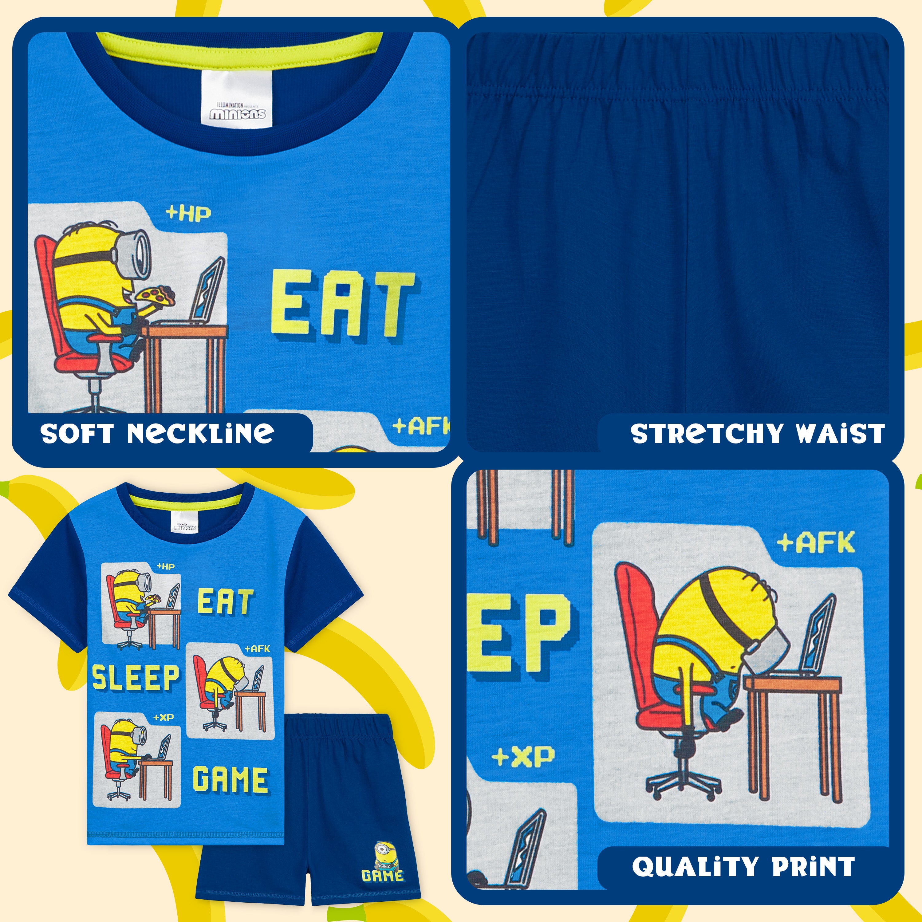 minions-pyjama-court-gar-on-short-t-shirt-bleu-7-8-ans image 4